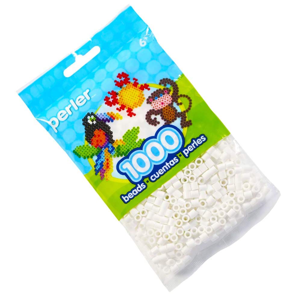 Perler 1000 pcs White Fuse Beads for DIY Crafts & Jewelry Making - 2.4 oz Bead Kit - Perfect for Kids Art Projects, Home Decor & Party Activities