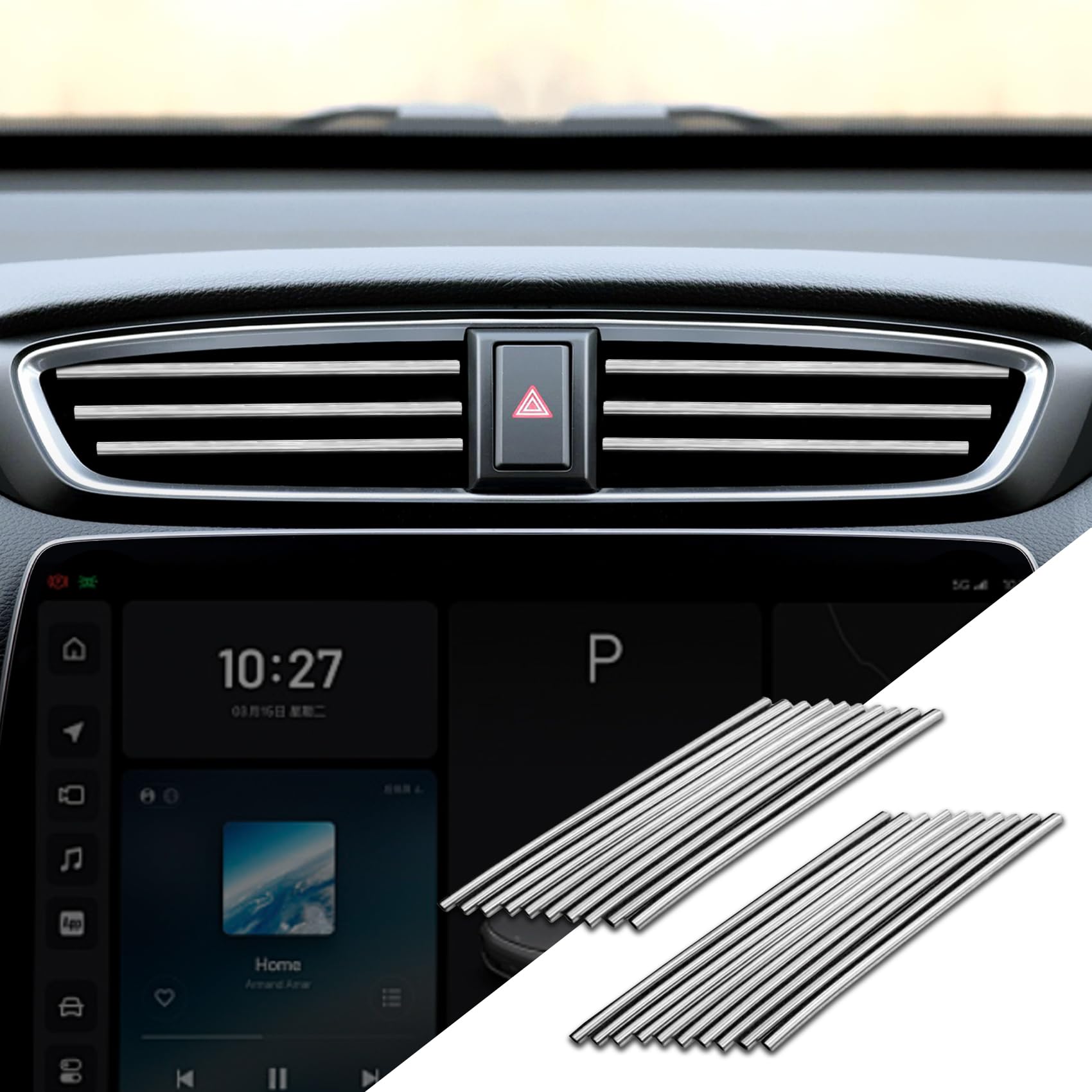 20PCS Universal Car Air Vent Trim Strips - Waterproof Bendable AC Outlet Decoration for Auto Interior (Silver) | Perfect for Customizing Dashboard & Enhancing Vehicle Aesthetics