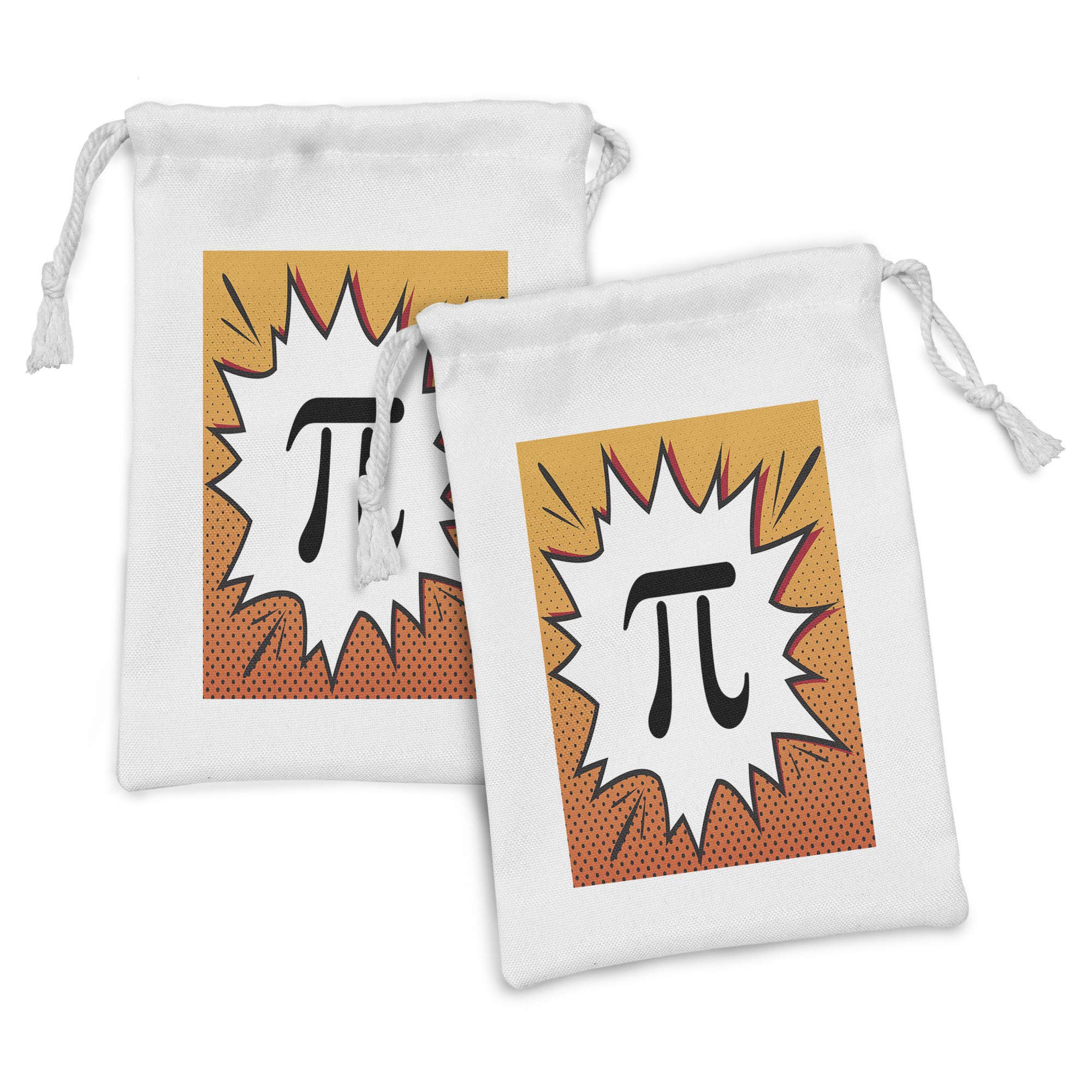 Ambesonne 2-Pack Fabric Pouch Set - Greek Letter Comic Book Style Drawstring Bags (9