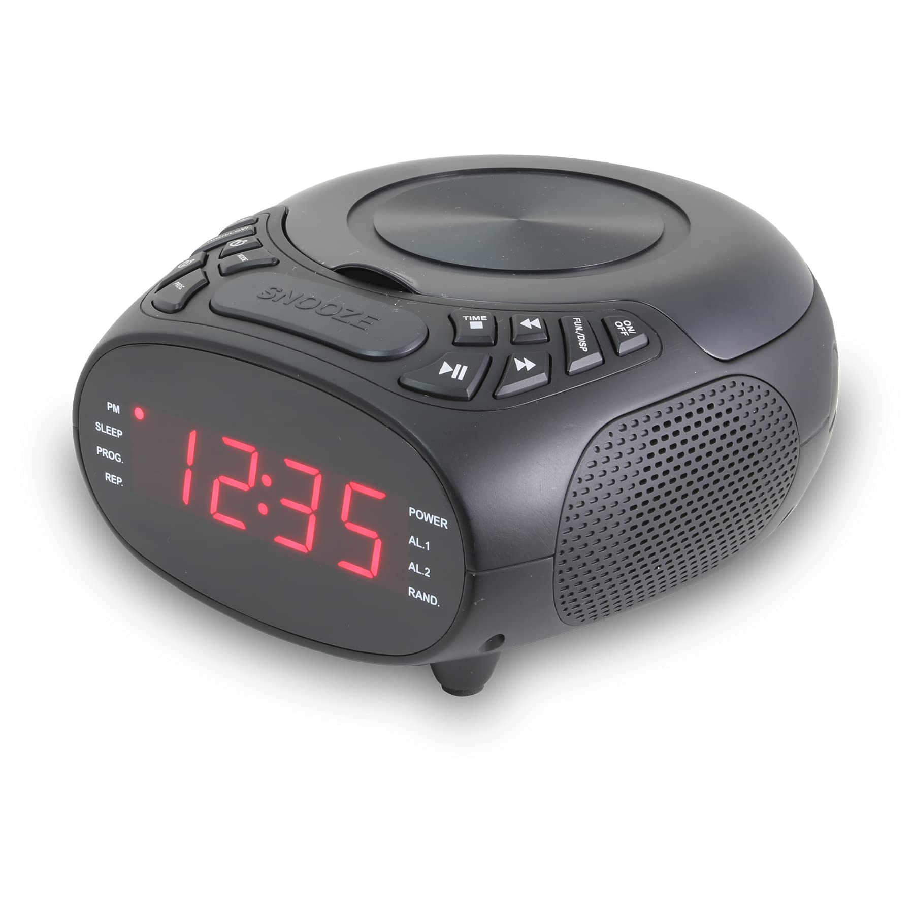 GPX Dual Alarm CD Clock Radio with FM Radio, Top-Loading CD Player, Black (CC318B) - Perfect for Bedroom, Office, and Home Use