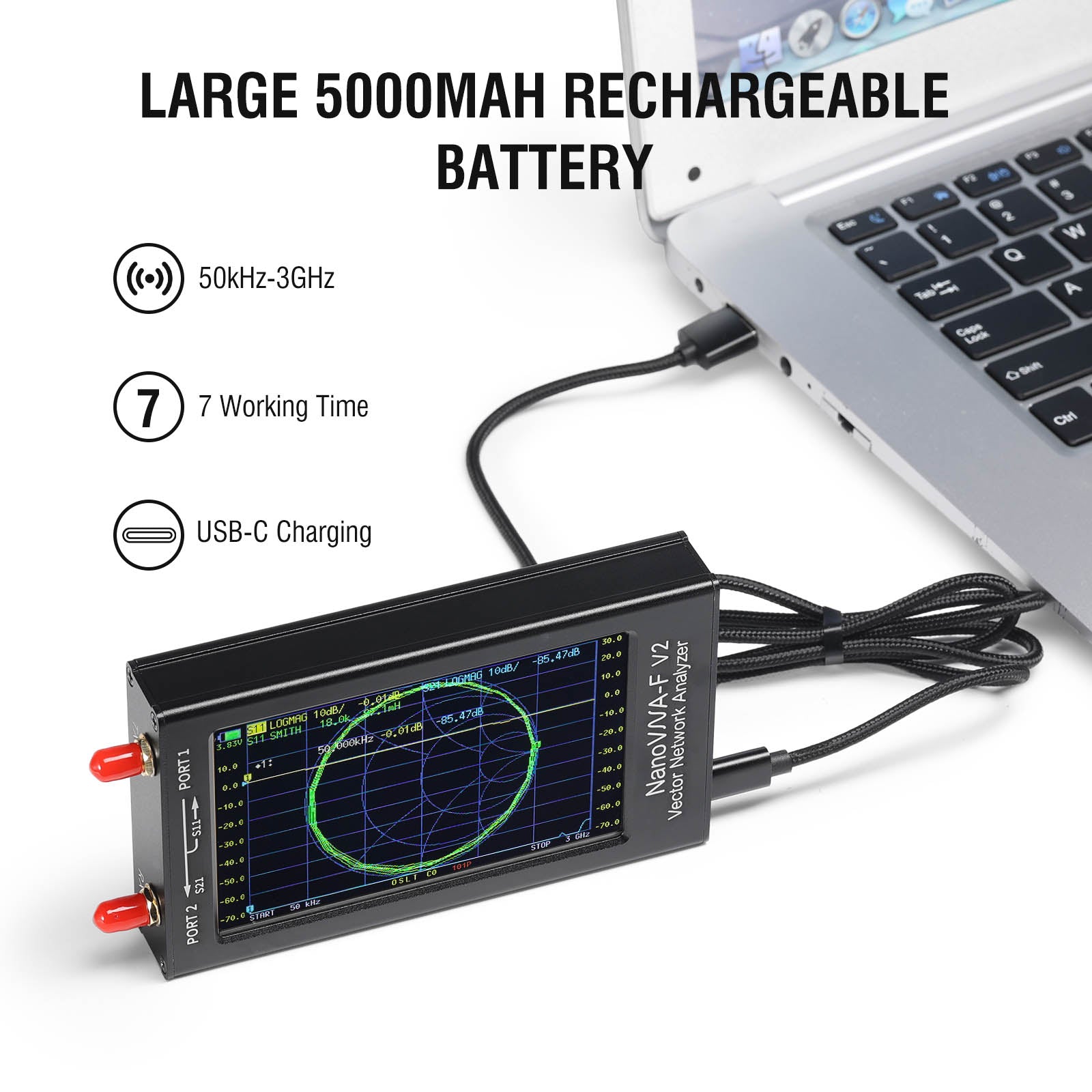 NanoVNA-F V2 Vector Network Antenna Analyzer 50KHz-3GHz with 4.3