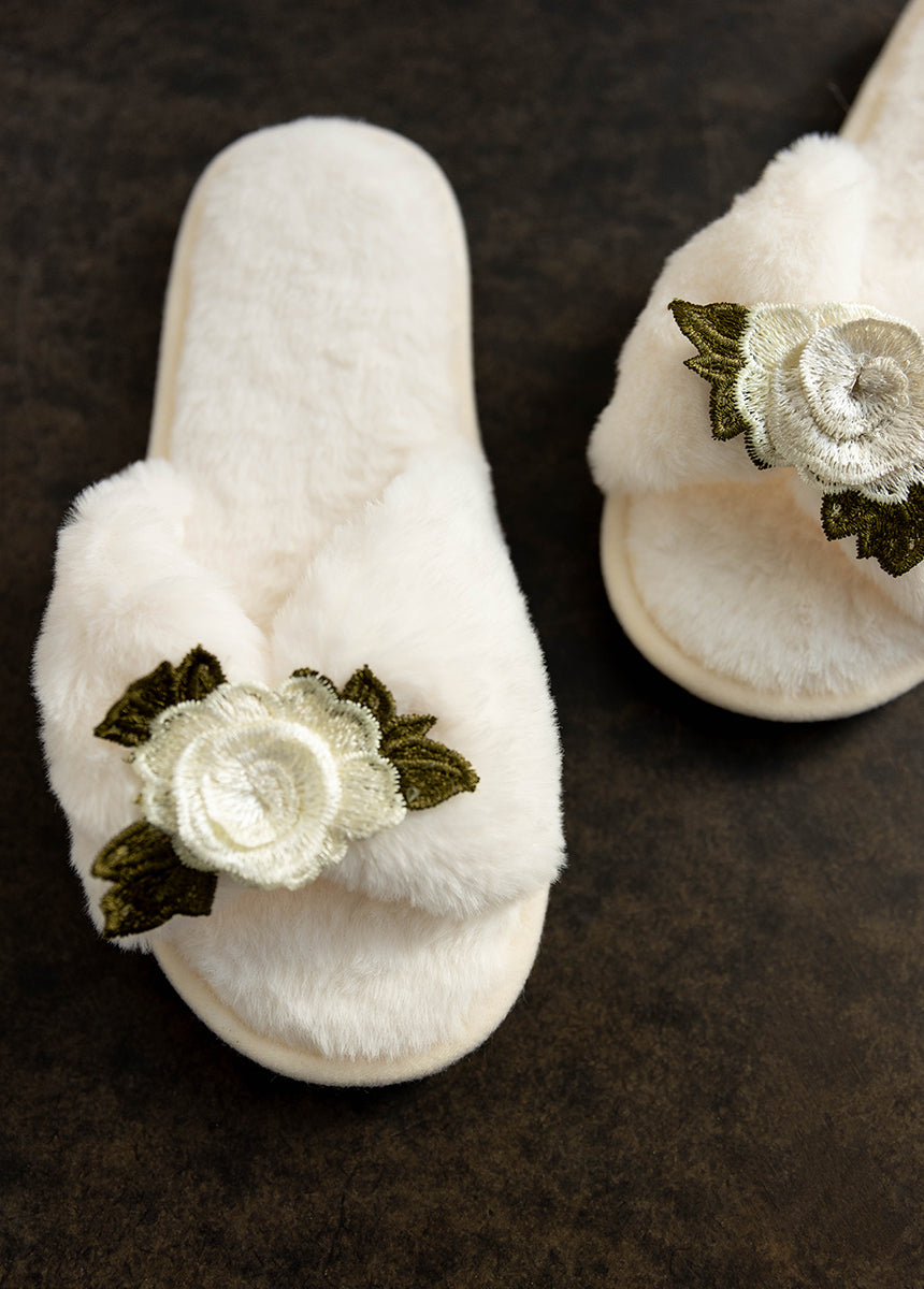 Fiona Women's Soft Comfortable House Slippers in Cream - Cozy Indoor & Outdoor Slides for Home, Spa, and Lounging