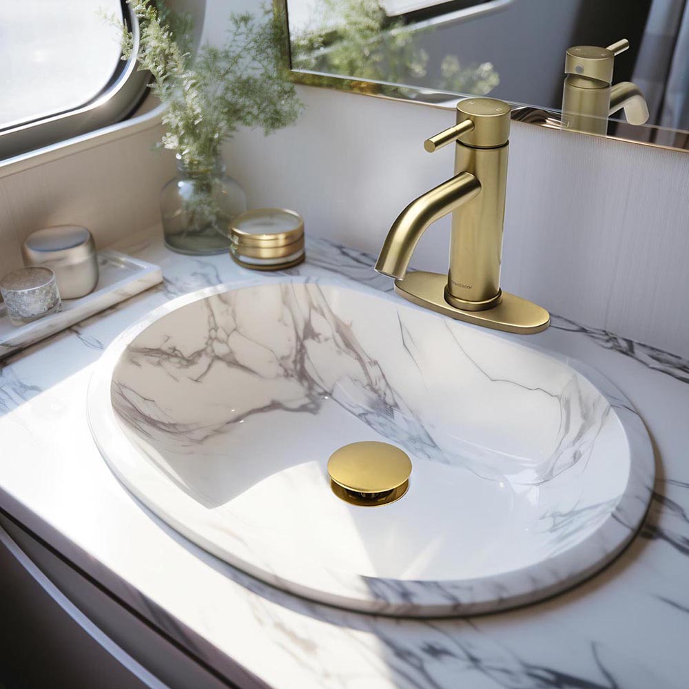 Aquaterior Single Handle Bathroom Faucet with 4 Spout - Hot & Cold Water Mixer for Sink, Vanity, and Powder Room - Perfect for Modern Home and Commercial Use