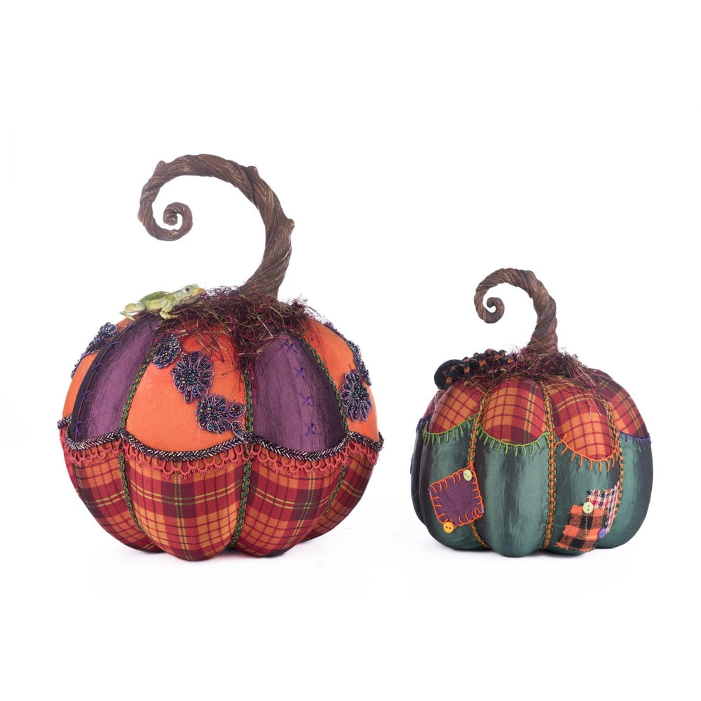 Katherine's Collection Broomstick Acres Pumpkins Set of 2 - Fall Home Decor for Thanksgiving, Halloween & Autumn Table Centerpieces