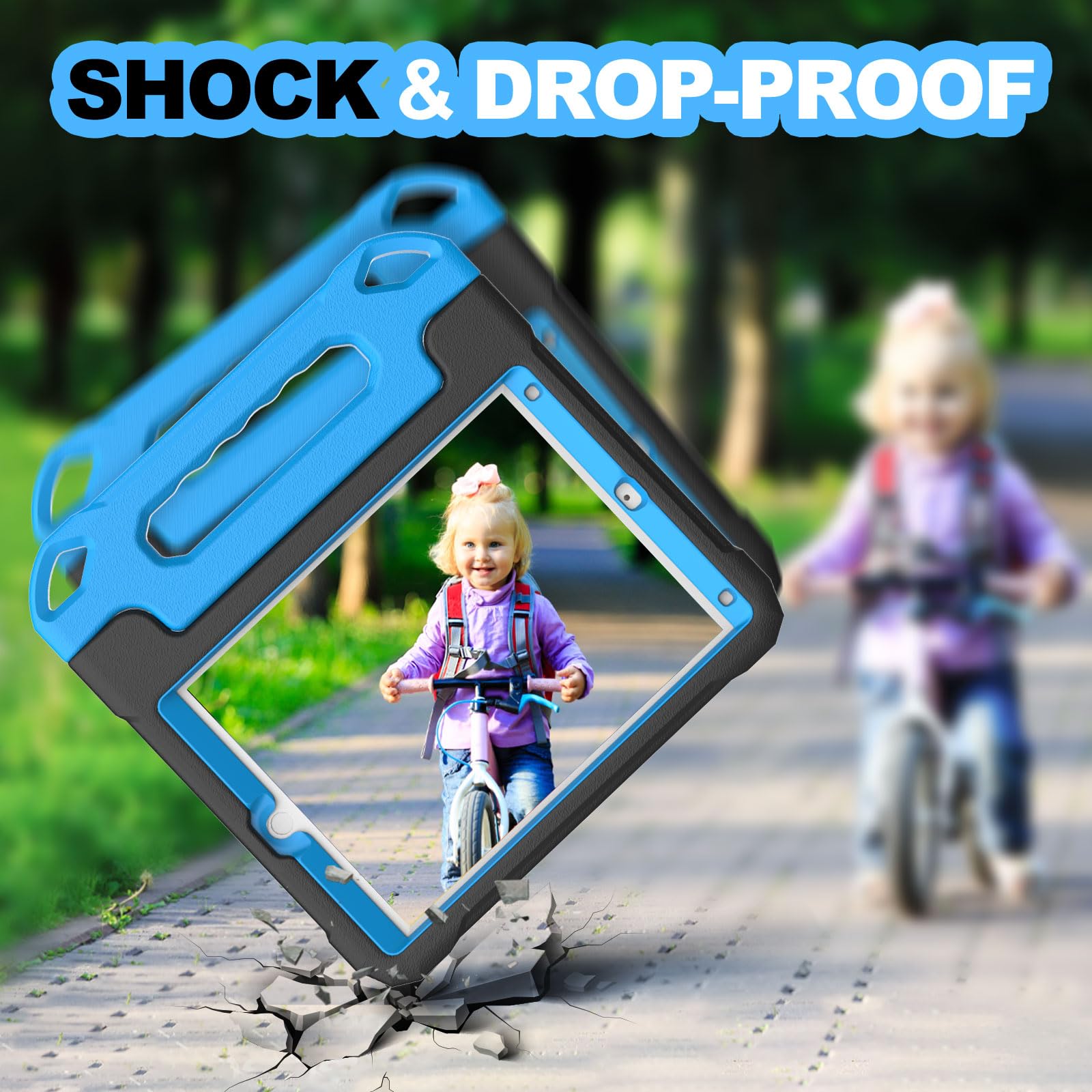 YIHE Shockproof Kids iPad Case for iPad 10.2 Inch 9th/8th/7th Gen (2021/2020/2019), iPad Pro 10.5 & iPad Air 3 - Durable Handle Stand Cover with Screen Protector (Black & Blue) | Perfect for School, Travel & Home Learning