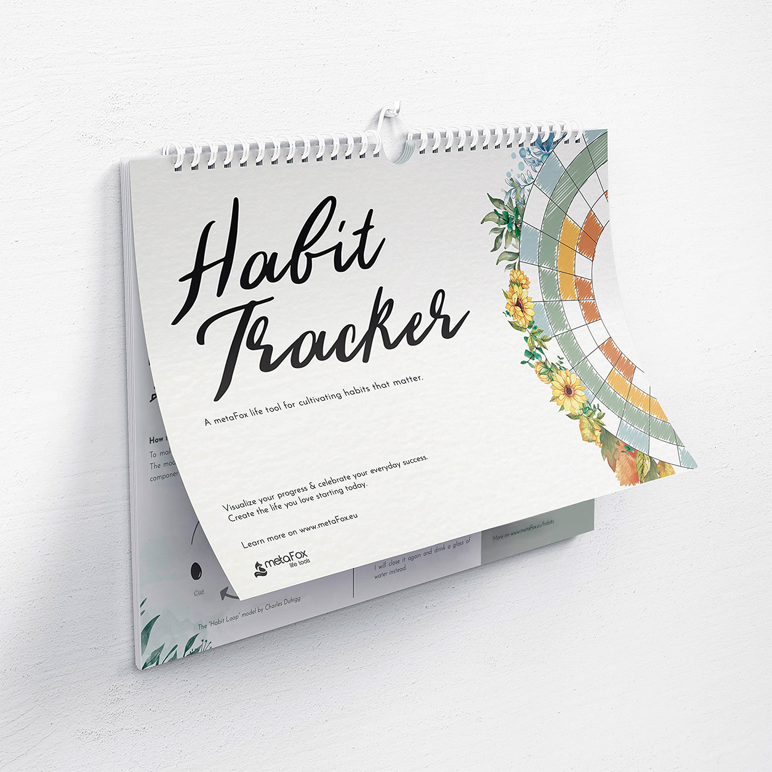 metaFox Habit Tracker Calendar & Undated Planner - Spiral Monthly Goal Setting Journal for Productivity, Self-Improvement & Time Management | Perfect for Students, Professionals & Personal Development (12-Month)