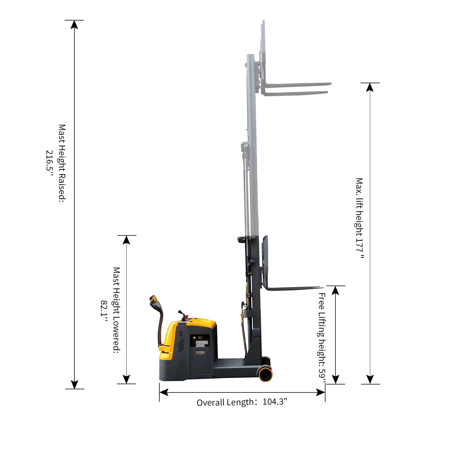 Apollolift A 3032 Electric Counterbalance Stacker - 3300 lbs Capacity, 177