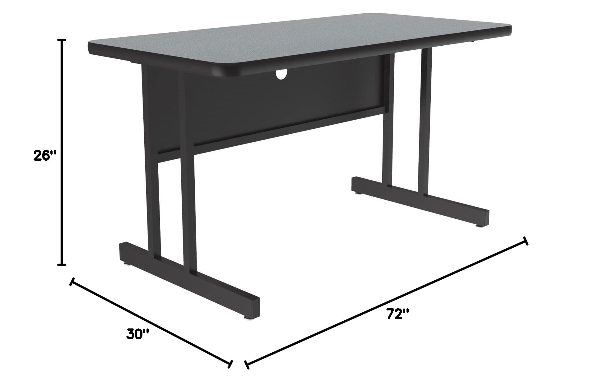 Correll CS2448M Computer Desk with Gray Granite Top - 24