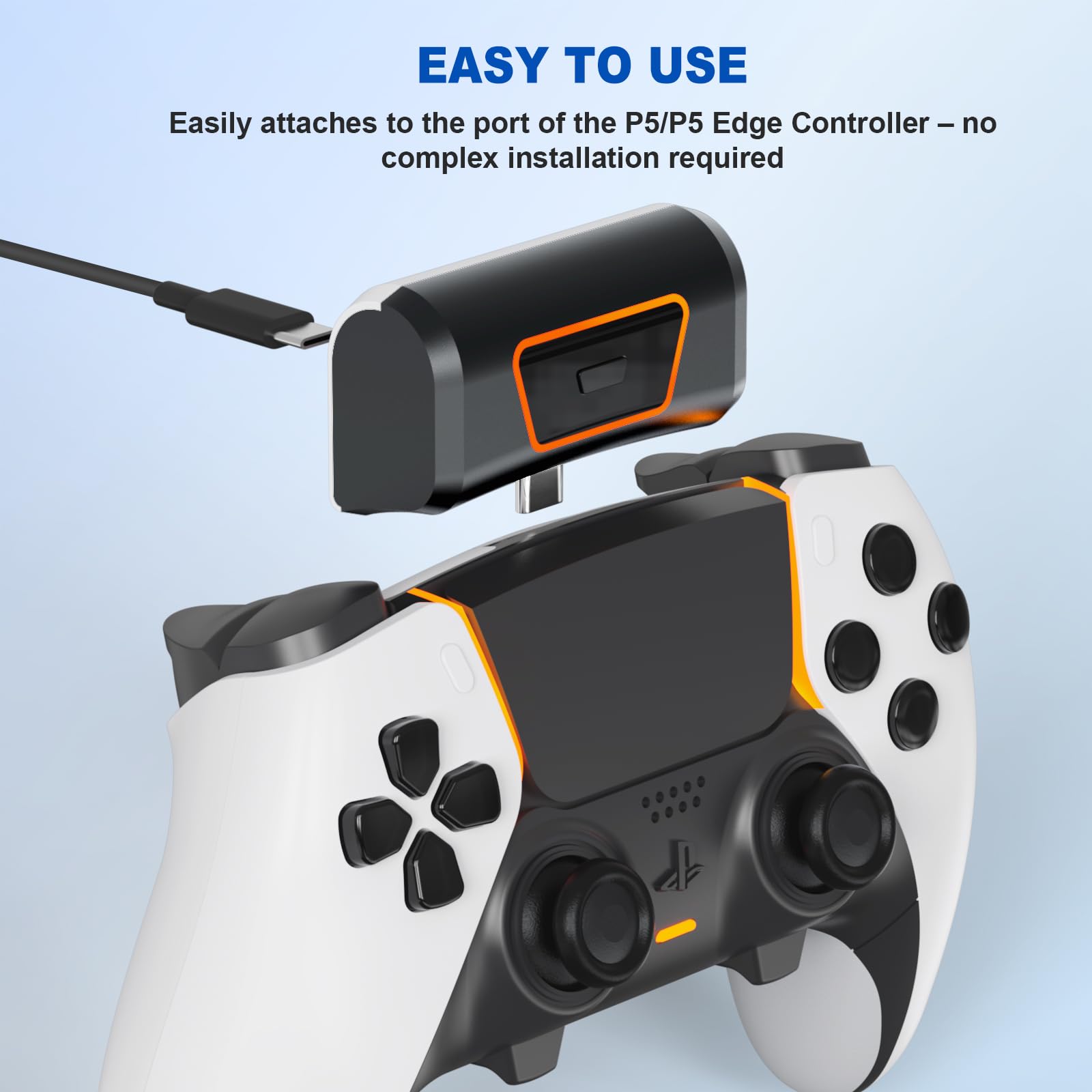 Rechargeable Battery Pack for PS5 DualSense/Edge Controller - 2000mAh with LED Indicator & USB-C Cable | Long-Lasting Gaming Power for Extended Play Sessions