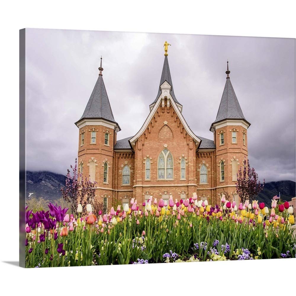 Scott Jarvie Provo City Center Temple Springtime Tulips Canvas Wall Art Print - 14