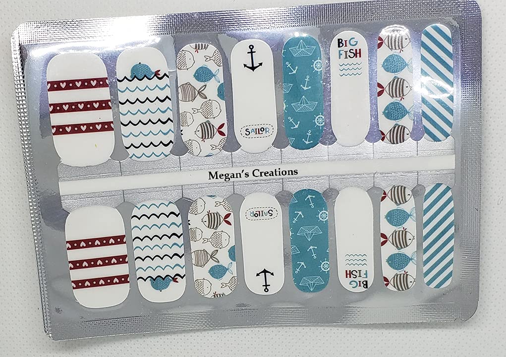 Premium Nautical Anchor Fish Sailboat Nail Polish Wraps - Waterproof Nail Art Stickers for Women | Perfect for Summer Beach Vacations & Nail Salon DIY Designs