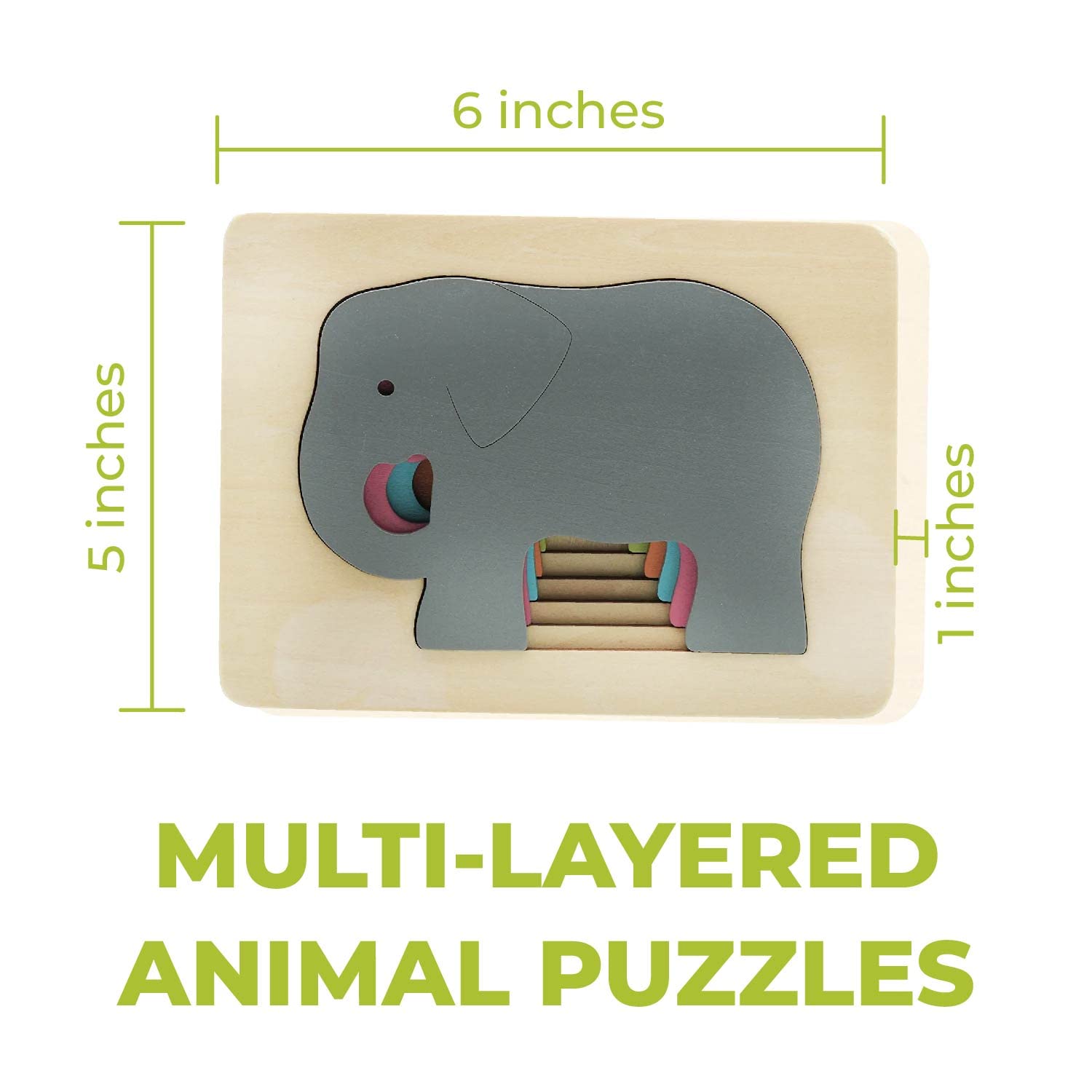 TEKOR 4-Piece Wooden Animal Puzzle Set - Multi-Layered Educational Toy for Kids Ages 3+ | Safe Non-Toxic Paint | Develops Hand-Eye Coordination & Cognitive Skills | Perfect for Preschool Learning, Birthday Gifts & Montessori Activities