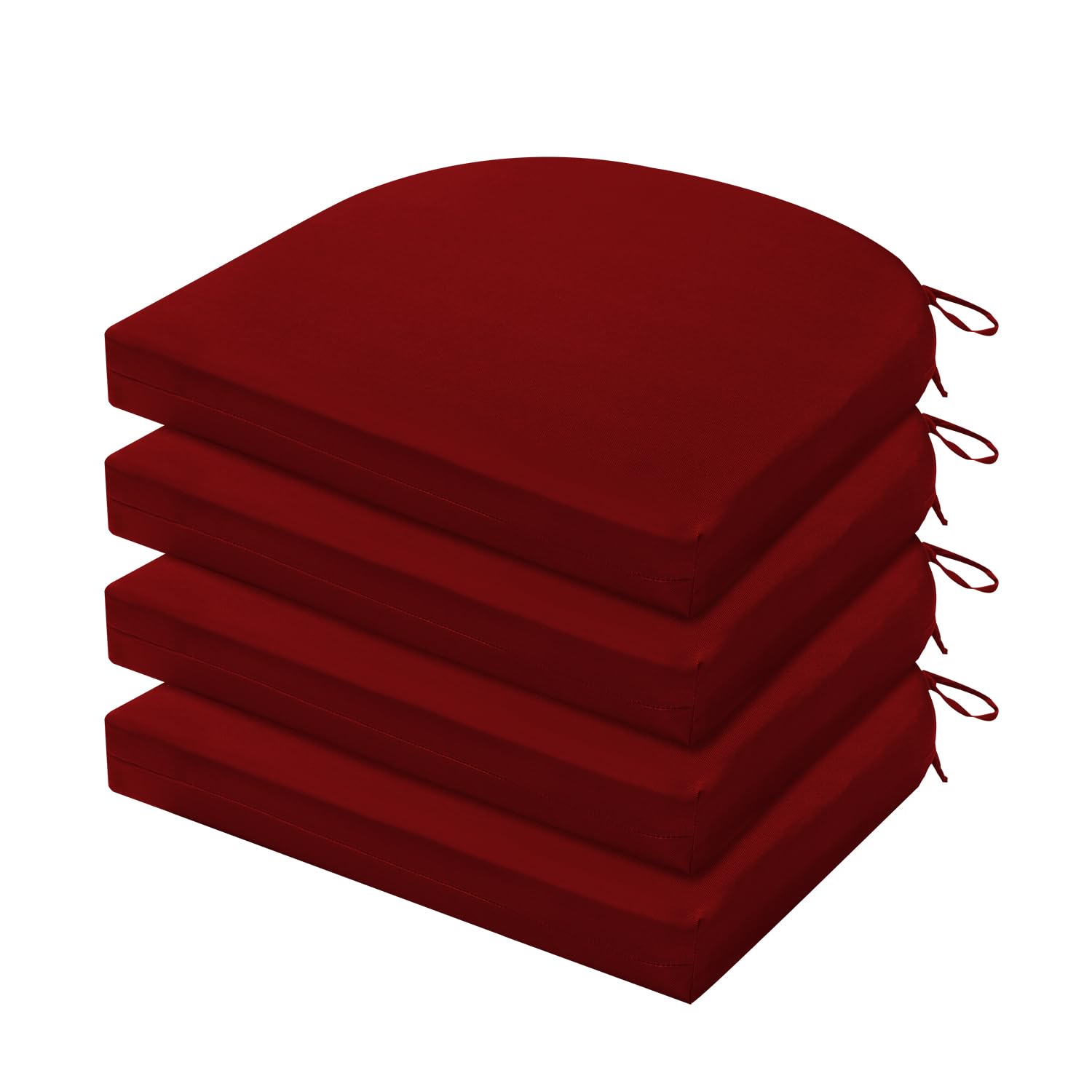 LOVTEX 4-Piece Outdoor Chair Cushions Set - Waterproof Patio Furniture Cushions with Ties (17x16x2 Inches, Dark Red) - Perfect for Garden, Poolside, Deck & Patio Seating