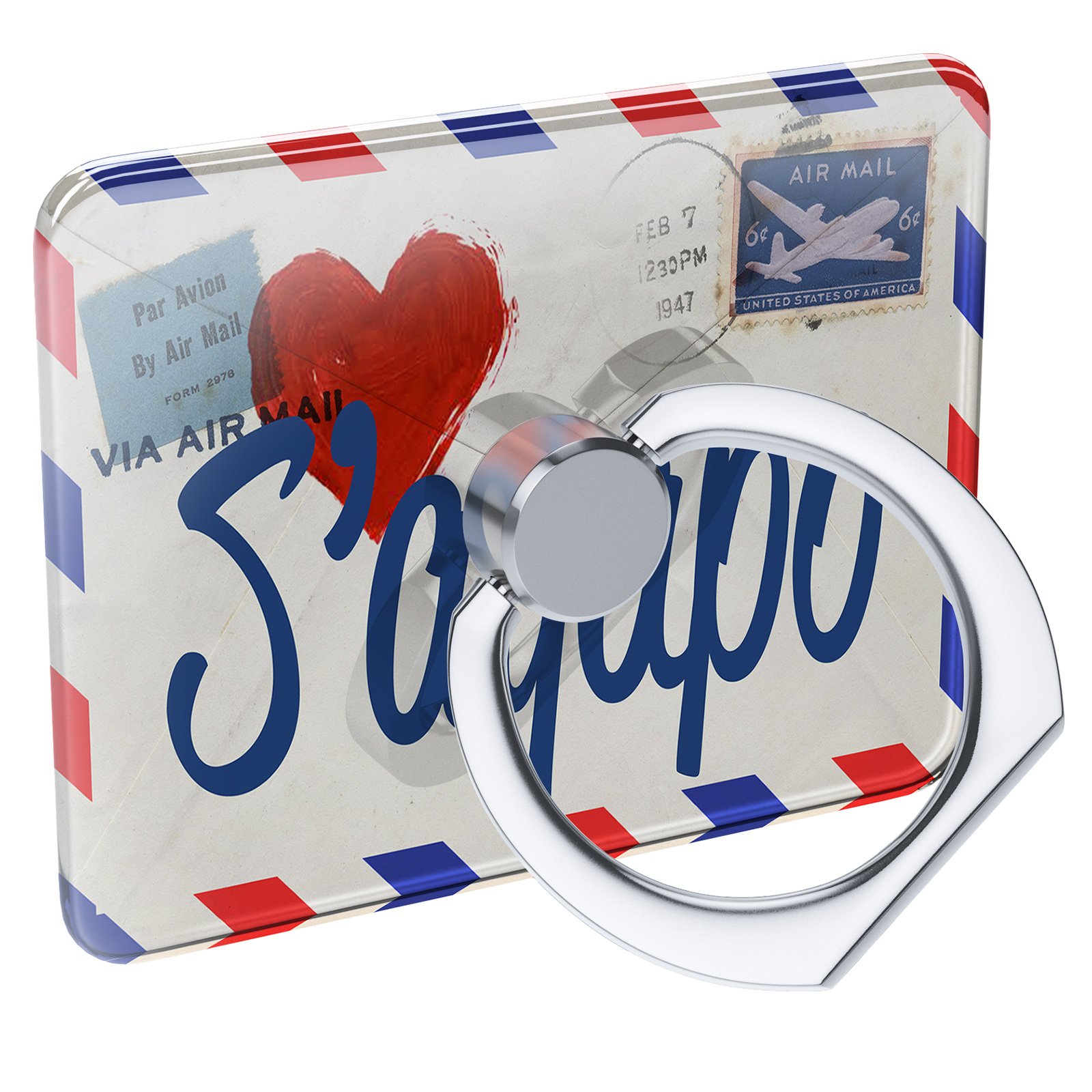 Greek Love Letter Phone Ring Holder - Collapsible Grip & Stand for Selfies & Videos