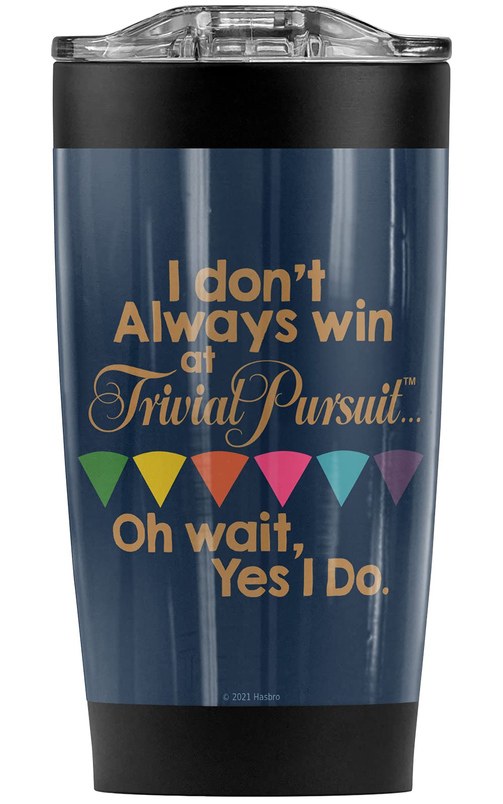 Logovision Trivial Pursuit 'I Always Win' 20oz Stainless Steel Tumbler - Vacuum Insulated Travel Mug with Leakproof Sliding Lid | Keeps Hot & Cold Beverages for Hours | Perfect for Coffee, Tea, Office, Gym, Camping & Road Trips
