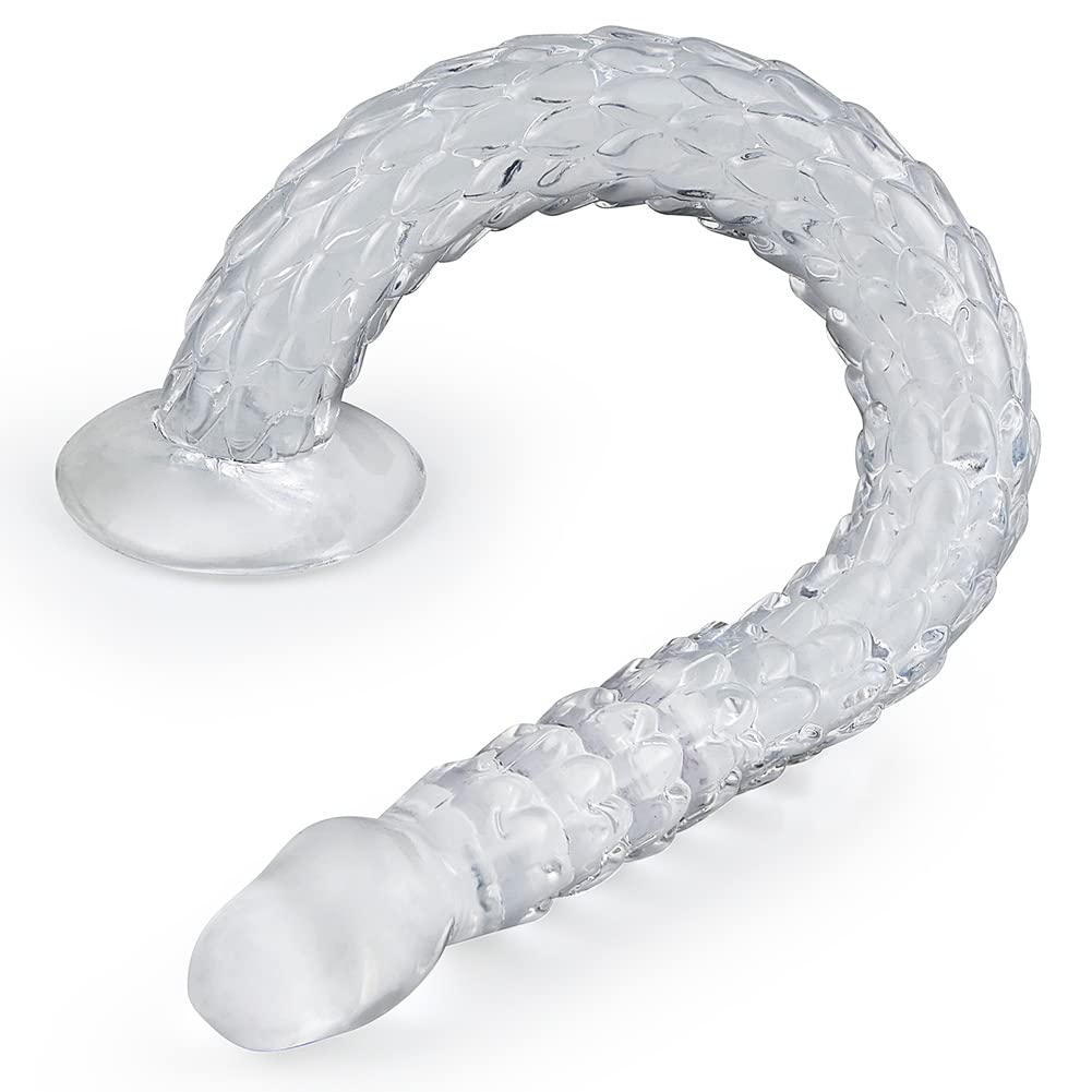 Extra Long 16 Inch TPE Anal Plug - Transparent Stretching Dildo for G-Spot & Prostate Stimulation - Flexible Adult Sex Toy for Men, Women & Couples - Beginner to Advanced Anal Training & Pleasure Play