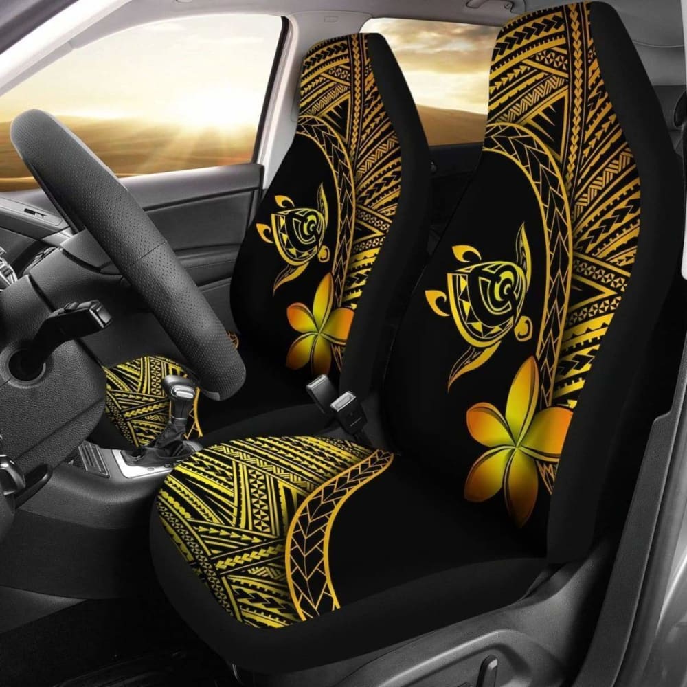 Premium Alohawaii Car Seat Covers - Hawaiian Turtle & Plumeria Yellow Design - Universal Fit for Cars, SUVs & Trucks - Perfect for Beach Trips, Summer Drives & Tropical-Themed Vehicles
