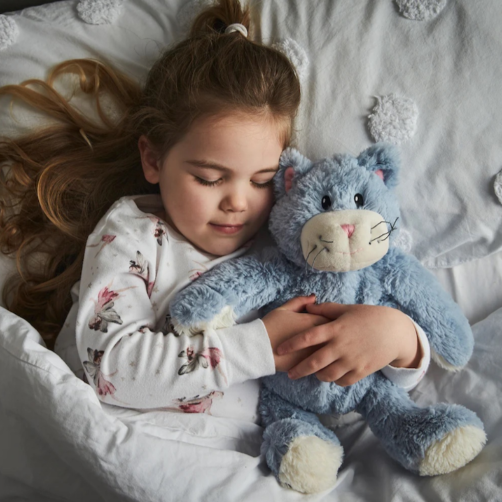 Warmies® Plush Blue Cat - Microwaveable Heatable Stuffed Animal with Lavender Scent for Stress Relief & Sleep Aid | Perfect for Cold Weather, Anxiety Relief & Home Comfort