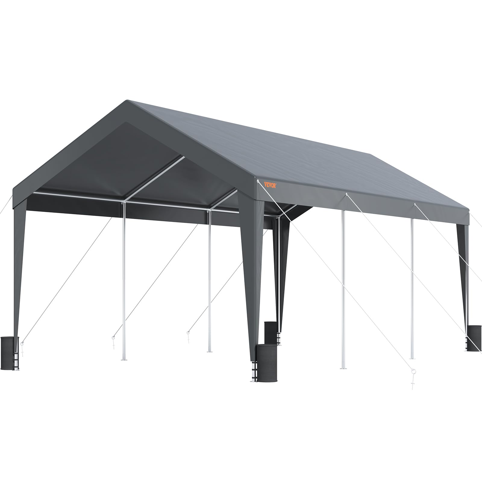 VEVOR 10x20ft Heavy Duty Carport Canopy - UV Resistant Waterproof Shelter for Cars, SUVs, Trucks & Boats | Reinforced Frame with 8 Poles & 4 Weight Bags | Perfect for Outdoor Parking, Parties & Events