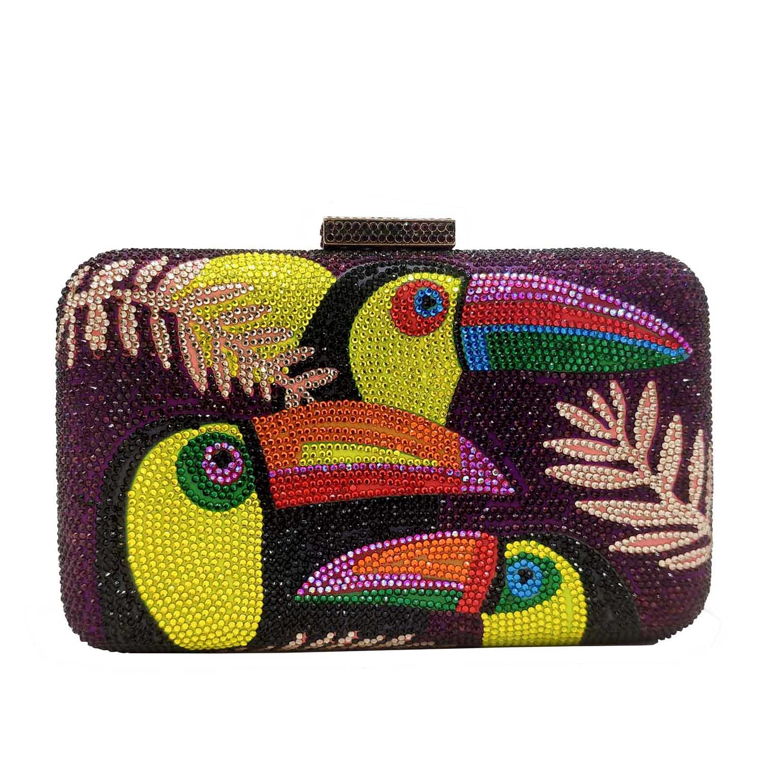 FGG Toucan Bird Crystal Clutch Purse for Women - Elegant Rhinestone Evening Bag & Party Clutch - Mini Handbag for Weddings, Galas & Special Occasions
