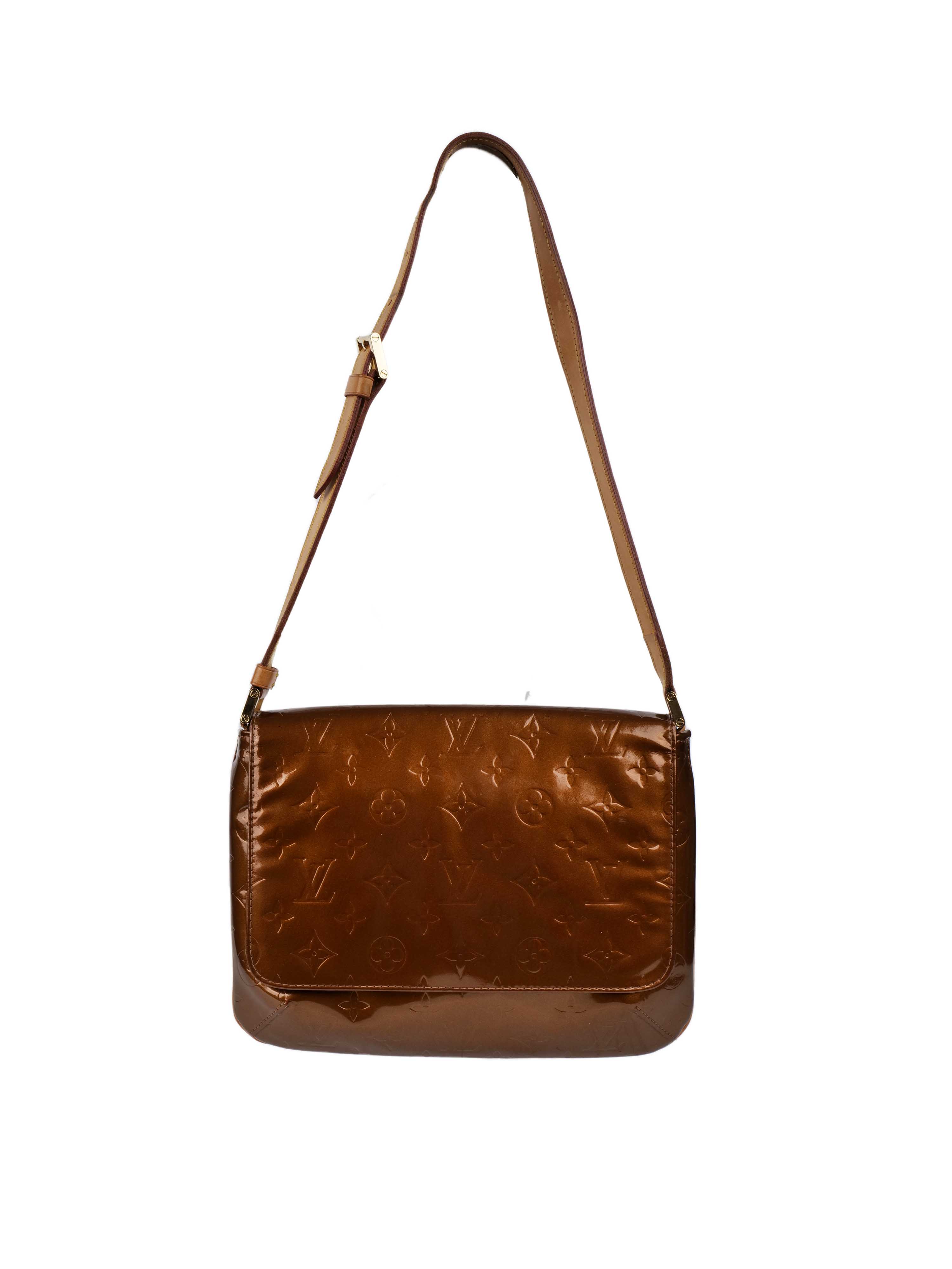 Authentic Louis Vuitton Bronze Vernis Patent Leather Musette Salsa Crossbody Bag - Luxury Designer Handbag for Women, Perfect for Date Night & Evening Events