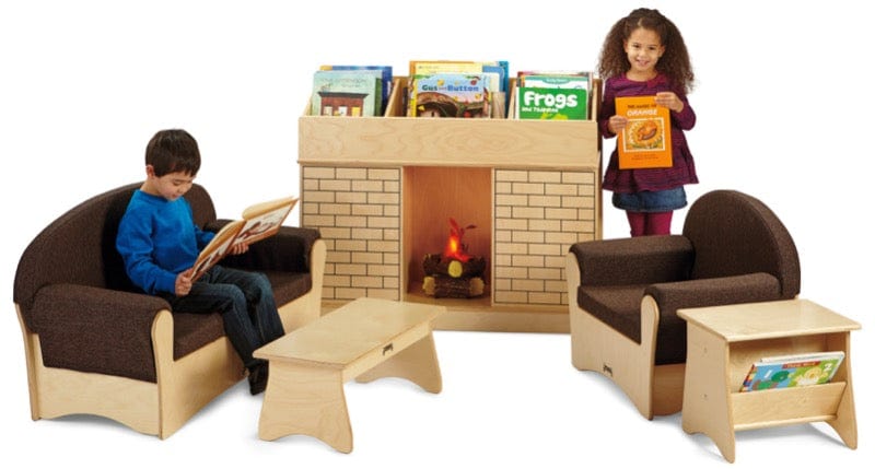 Cozy Storybook Fireplace Bookshelf - Perfect for Home Library, Living Room Decor & Reading Nook | Rustic Wooden Bookshelf with Fireplace Design