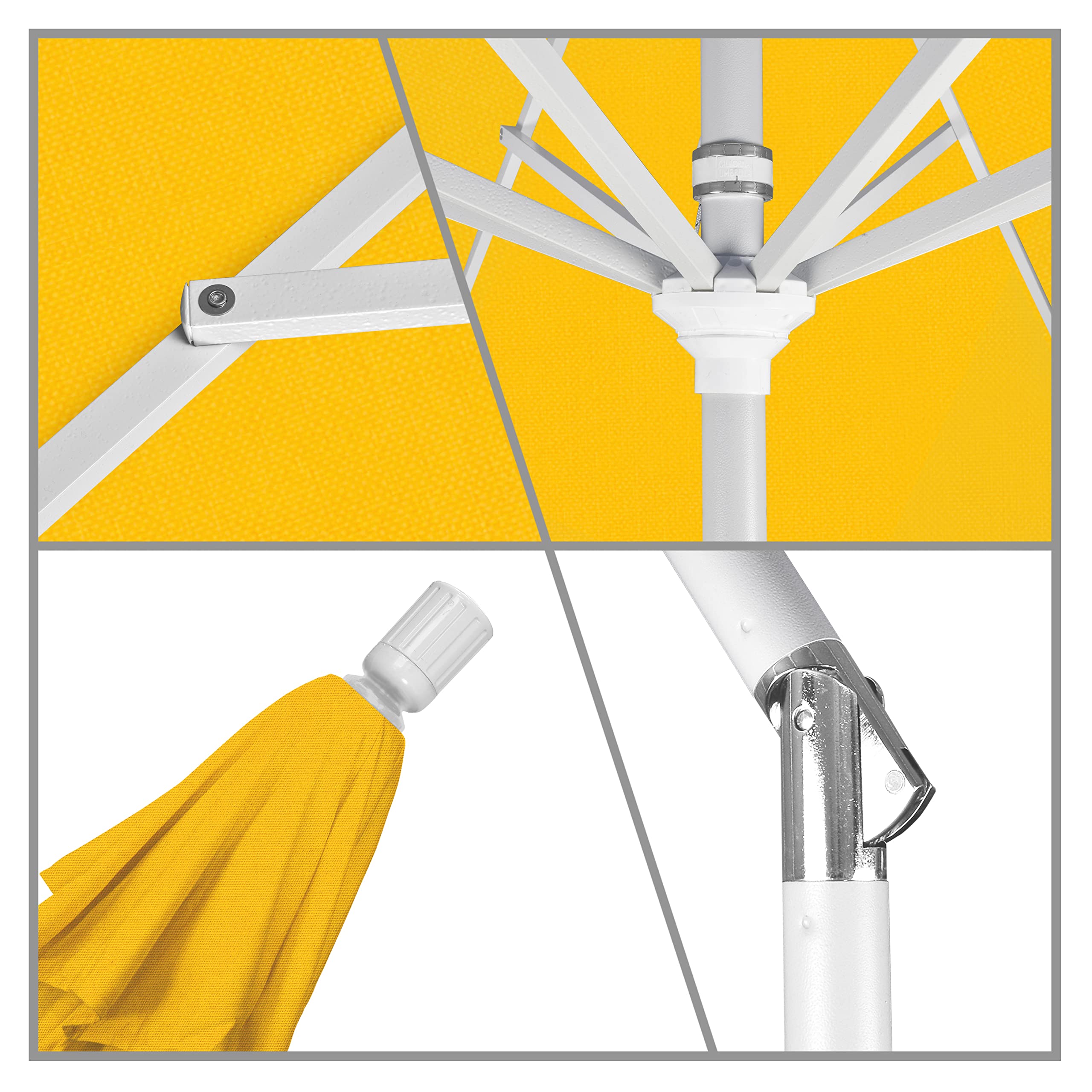 11' Round Aluminum Market Umbrella with Crank Lift & Tilt - California Style Patio Umbrella for Outdoor Dining, Poolside, and Garden Relaxation