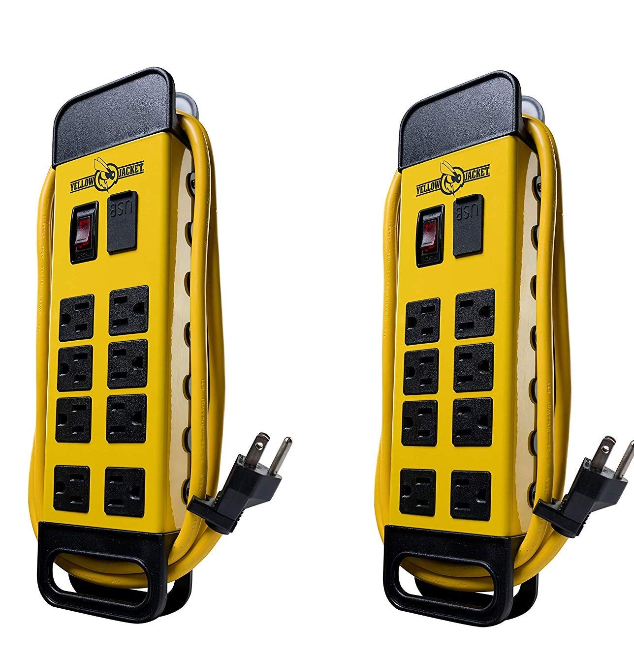 6 Feet Yellow Power Block Extension Cord - Heavy Duty for Home, Office, and Outdoor Use