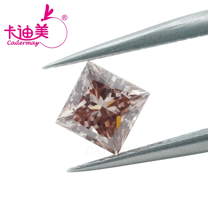 CADERMAY Square Cut EX Fancy Pinkish Brown CVD Lab Grown Diamond - VS2 Clarity Loose Gemstone for Jewelry Making | Engagement Rings, Necklaces & Custom Jewelry Designs
