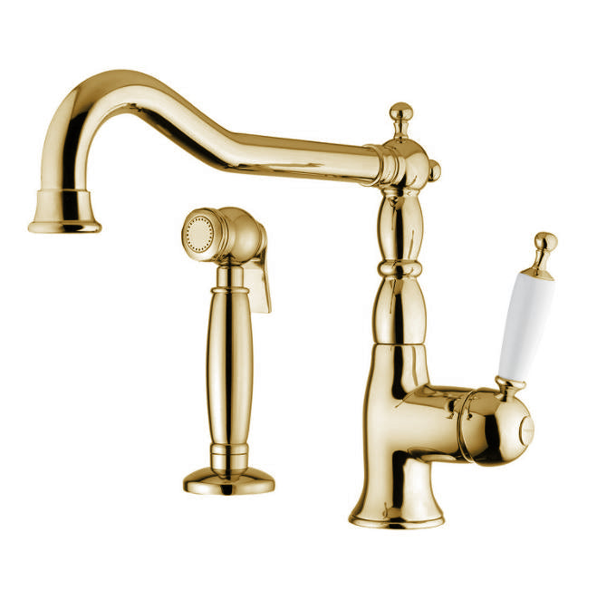 Oxford Kitchen Faucet with Separate Hand Shower, Brass Finish - Perfect for Modern Home Renovation and Daily Cooking Tasks