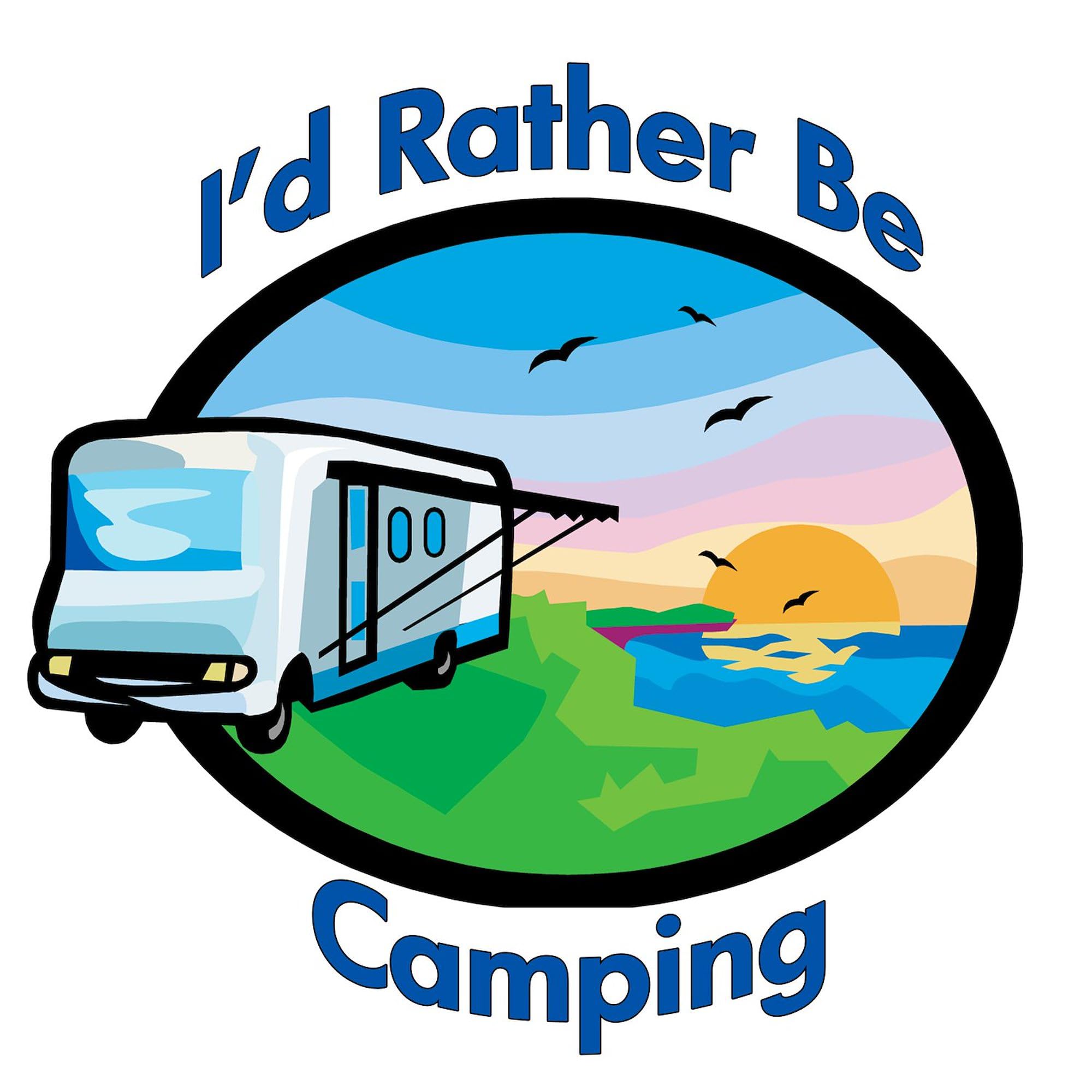 Camping Oval Sticker - I'd Rather Be Camping Car Bumper Decal for Outdoor Enthusiasts | Perfect for Cars, Laptops & Coolers
