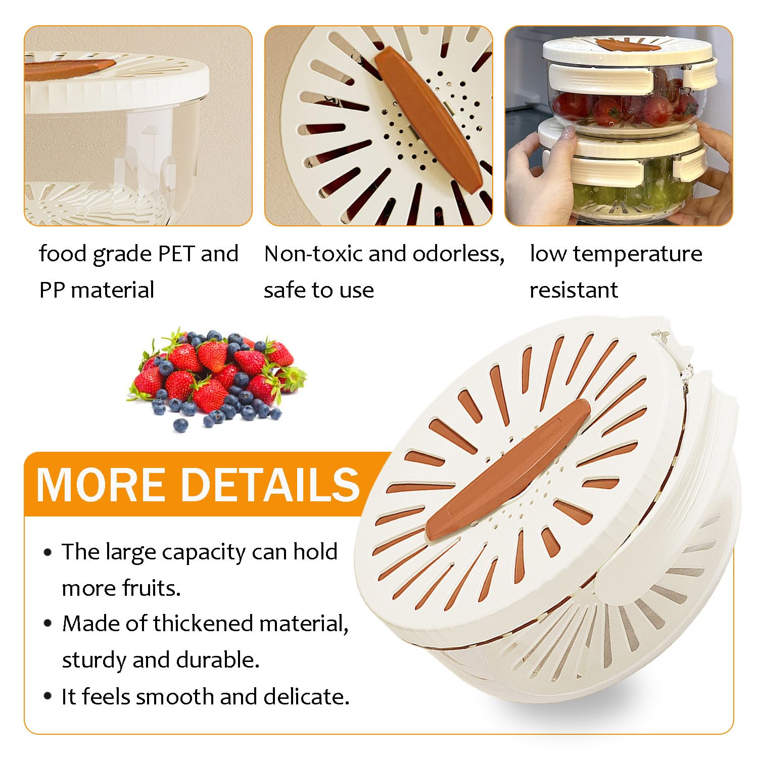 **2-in-1 Multifunctional Fruit & Vegetable Washing Bowl with Lid, Drainer & Strainer, Foldable Handle, Portable Kitchen Basin for Fresh Produce – Ideal for Home, Camping & Travel (Brown)**