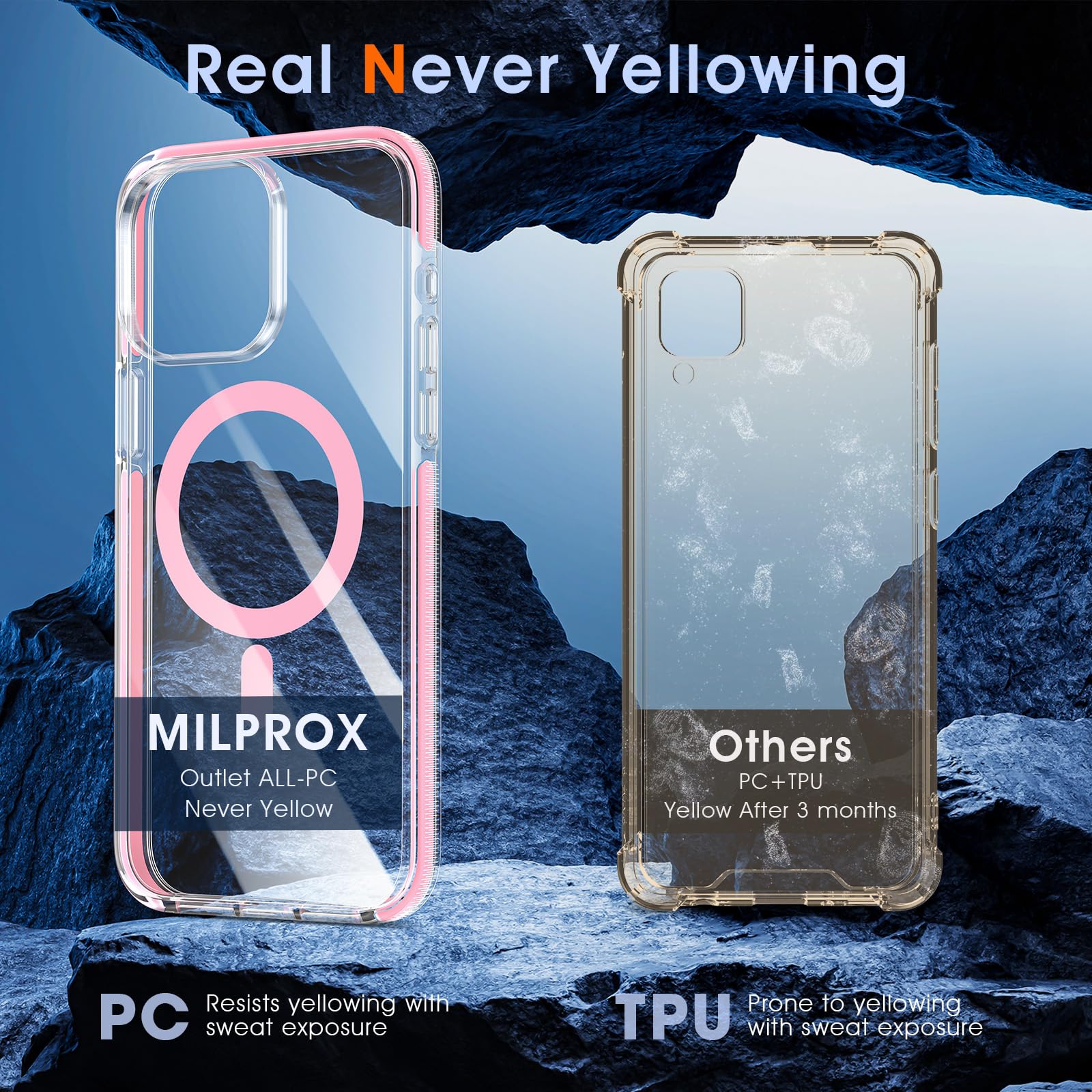 MILPROX Magnetic Clear iPhone 15 Pro Case (6.1