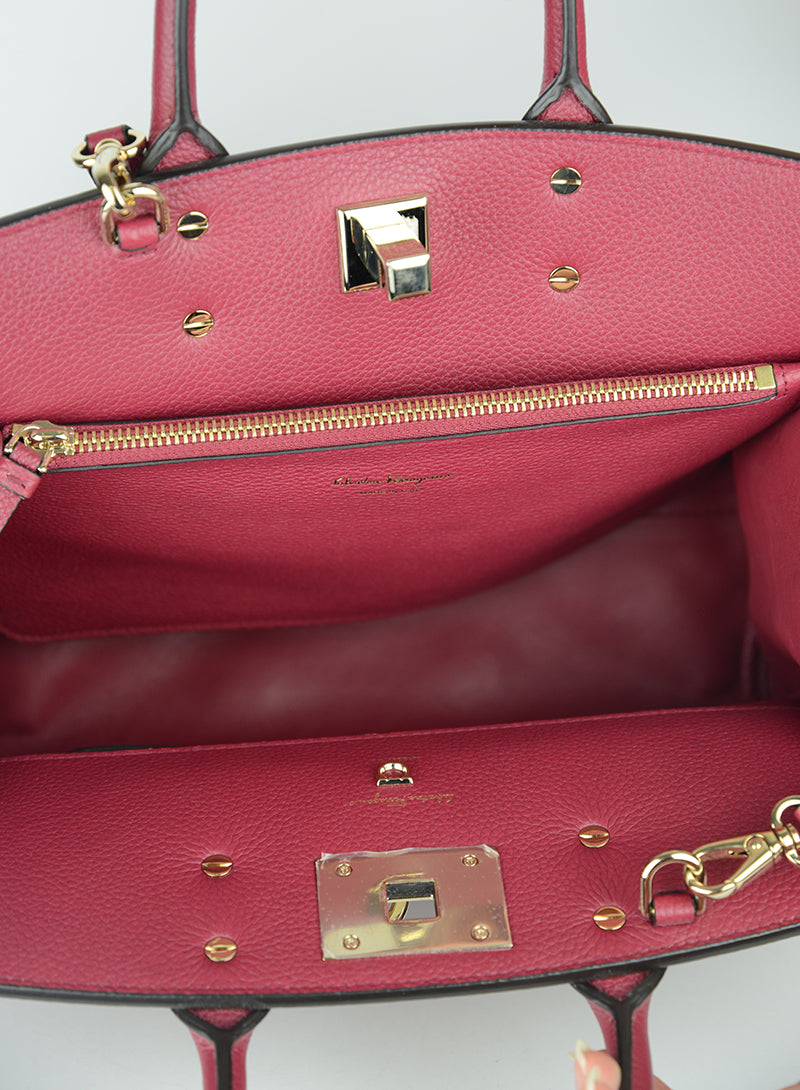 Ferragamo The Studio Bag in Cherry Red - Luxury Leather Handbag for Women, Perfect for Office, Parties & Everyday Use