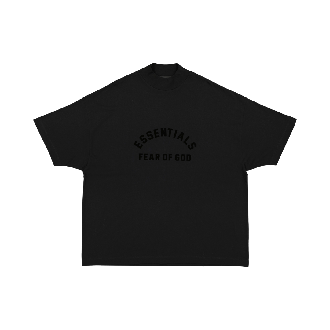 Fear of God Essentials Jet Black T-Shirt for Men - Premium Cotton Crewneck Tee for Casual Wear & Street Style Outfits