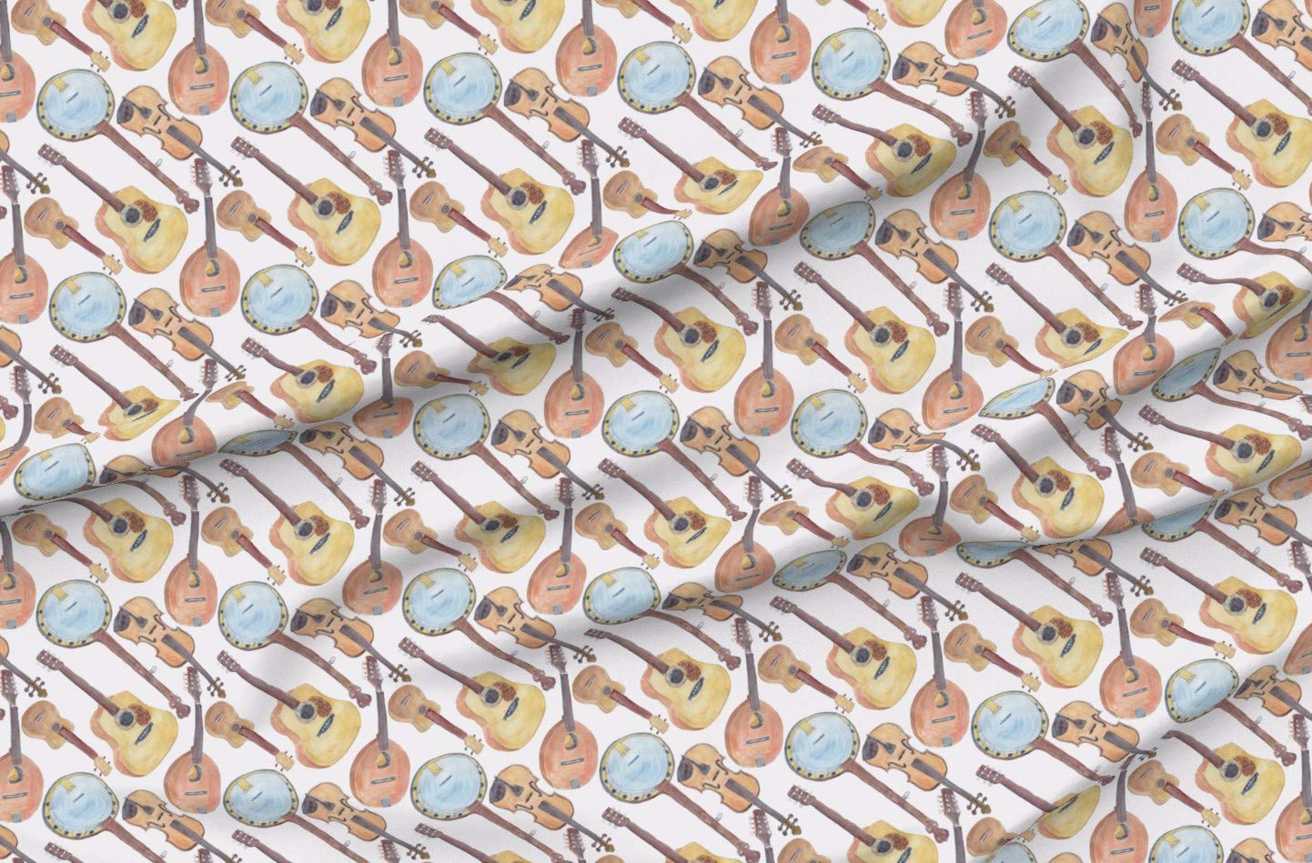Strings Violin Instruments Guitar Ukulele Printed Petal Signature Cotton Fabric - Fat Quarter for Sewing, Quilting, Apparel & Crafts - Perfect for DIY Home Decor, Musical-Themed Projects & Gift Making