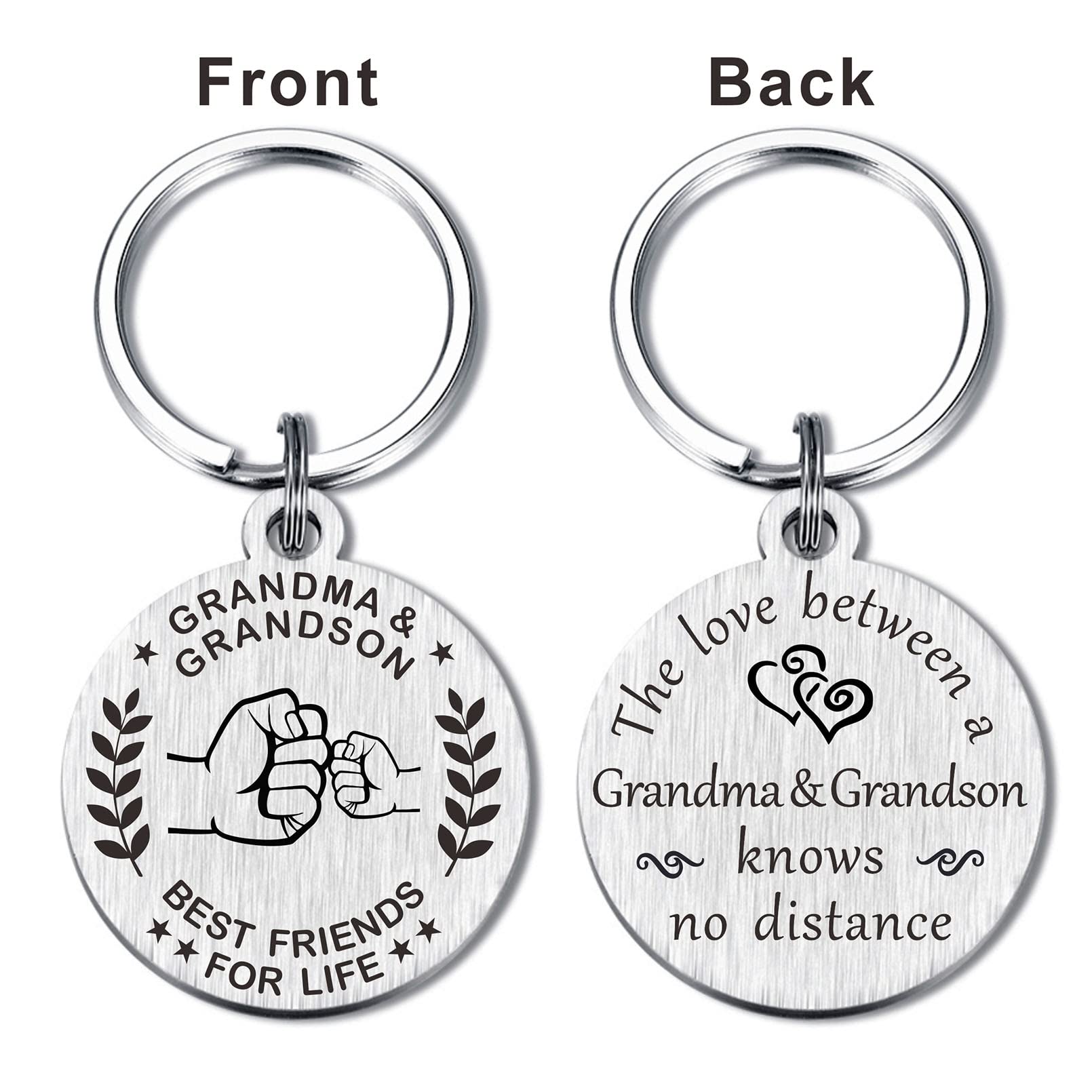 Personalized Grandma Keychain - Engraved Gift for Grandmother, Grandson & Granddaughter | Perfect for Birthdays, Mother's Day & Family Keepsakes