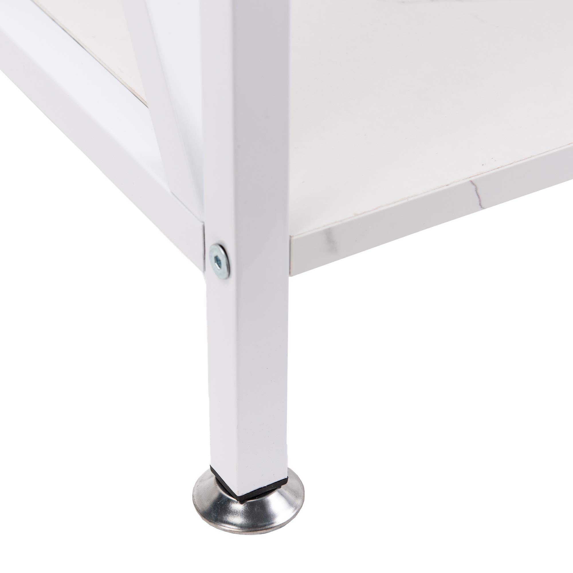 GOOD & GRACIOUS Multi-Function Nightstand with Drawer & Shelf - Narrow X-Shape Frame End Table for Bedroom, Living Room - Marble White | Perfect for Small Spaces, Bedside Storage & Modern Home Decor