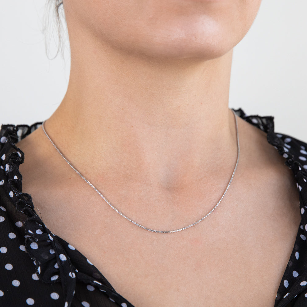 9ct White Gold Wheat Chain Necklace for Women - Elegant & Durable Jewelry for Everyday Wear, Gifts & Special Occasions