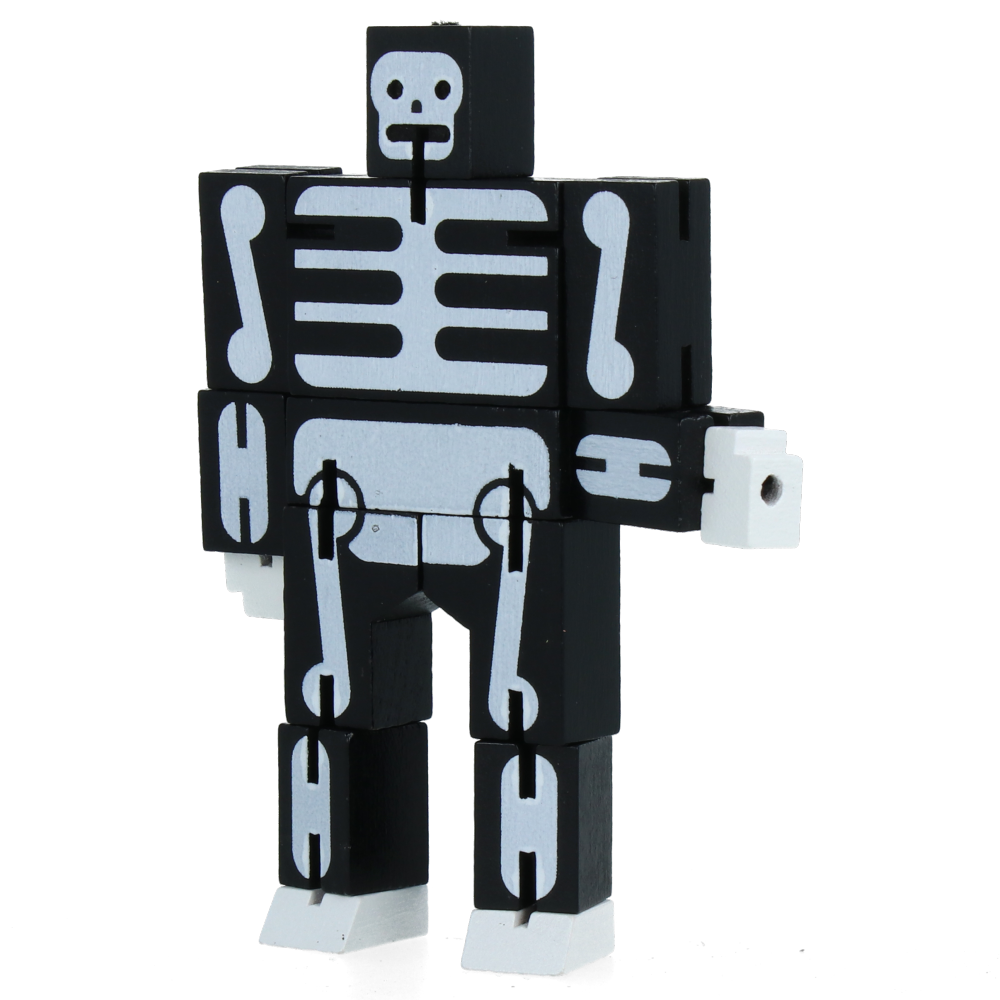 Micro Cubebot Black/Skeleton Wooden Puzzle Toy - Fun Brain Teaser & Stress Relief for Kids & Adults - Perfect for Office, Home, and Travel