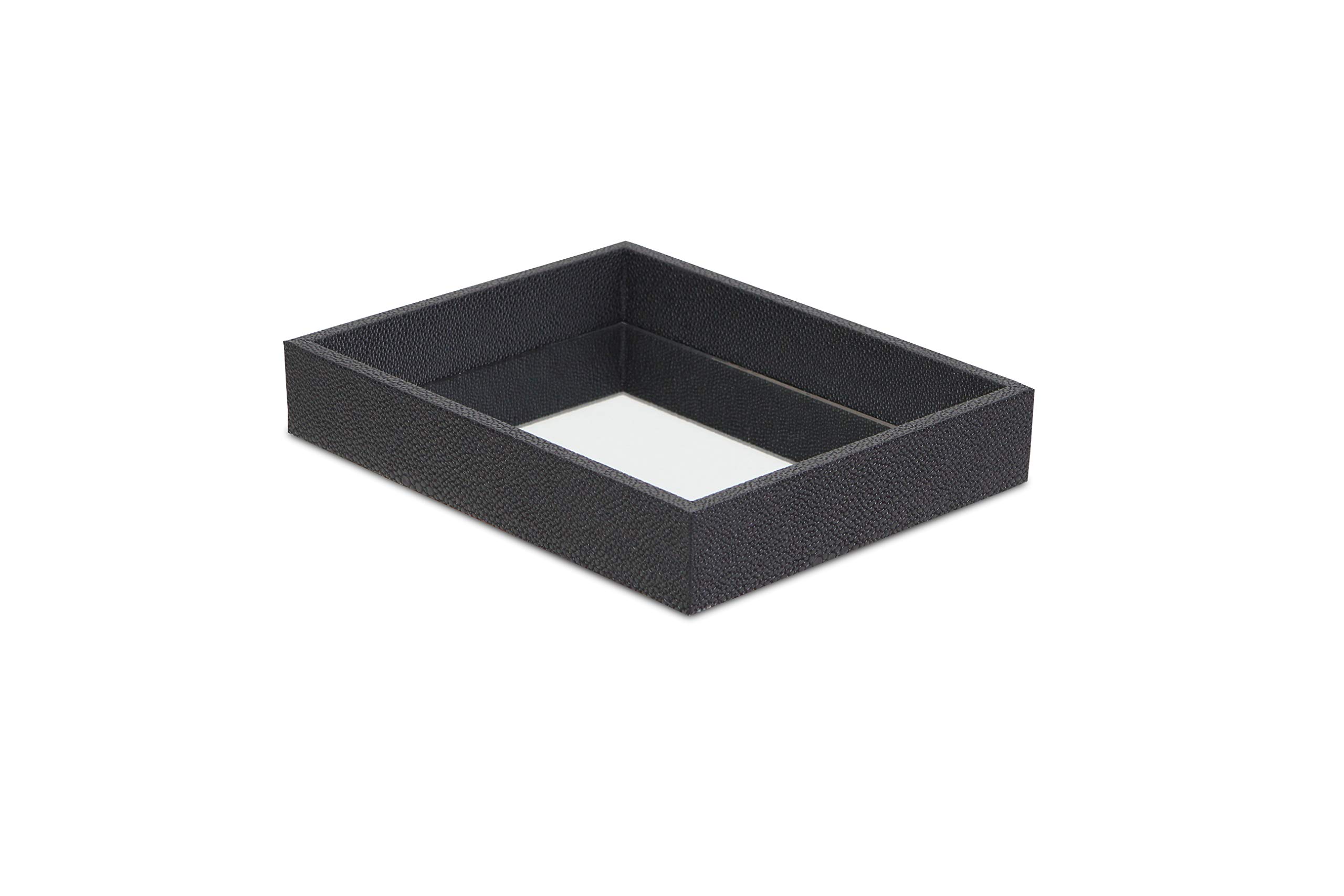 Cheung's FP-3987BK Black Raised Bubble Tray with Mirror - Organize Jewelry, Cosmetics & Small Accessories - Perfect for Vanity, Bathroom & Travel Use