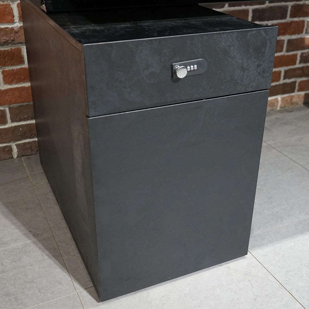 DOLAN Reversible Single Seater Workstation 1.4m & 1.6m - Black Concrete Home Office Desk for Small Spaces | Compact Workstation for Study, Writing & Computer Use