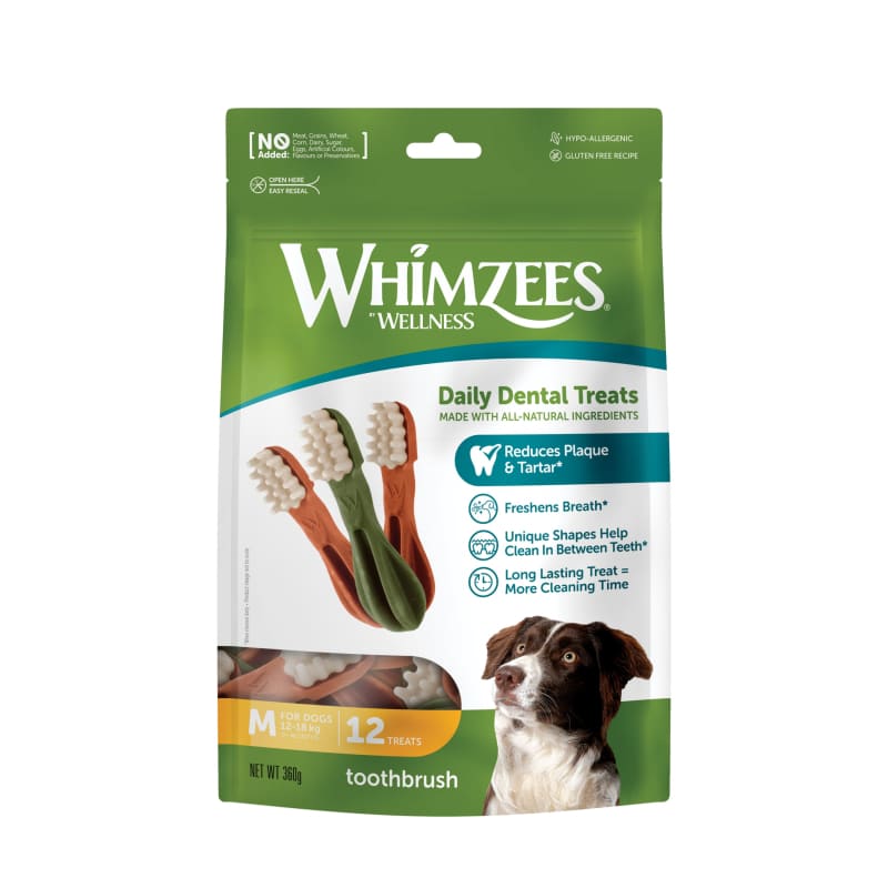 Whimzees Natural Dental Dog Treats - Healthy Teeth Chews for Small, Medium & Large Breeds (5 Sizes, 360g) - Perfect for Daily Oral Care & Training Rewards