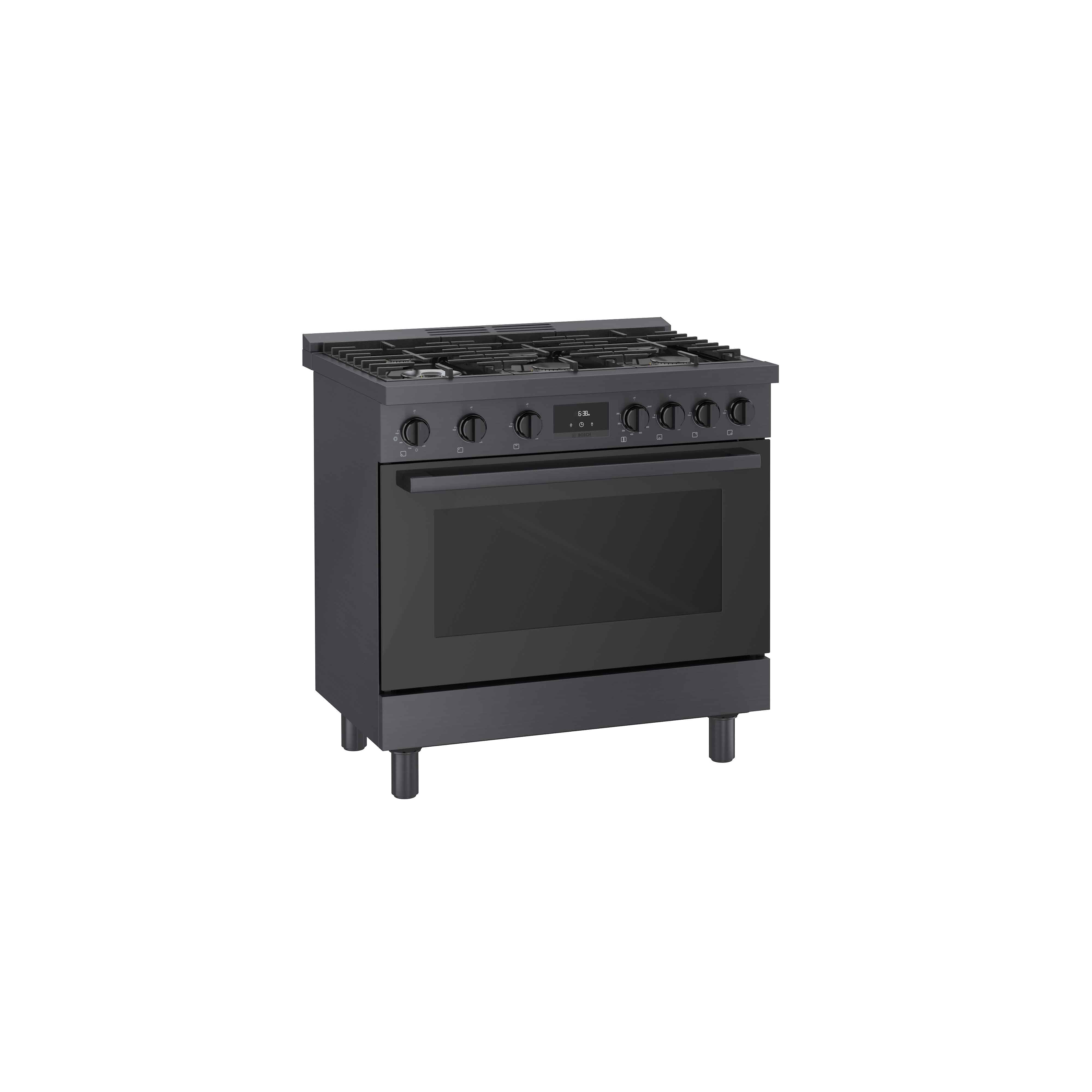 Bosch 36-Inch Industrial Style Gas Range with Black Stainless Steel Finish - Model HGS8645UC | Professional-Grade Stove for Home Chefs & Commercial Kitchens