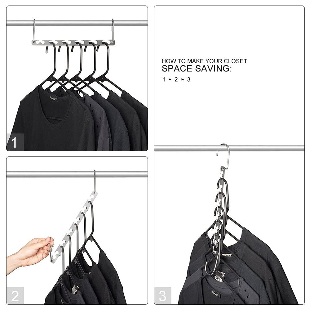 TOPIND 12-Hole Stainless Steel Magic Hangers - Space Saving Closet Organizer for Heavy Clothes (Pack of 4/6/8/10) | Wardrobe Storage Solution for Jackets, Pants & Coats