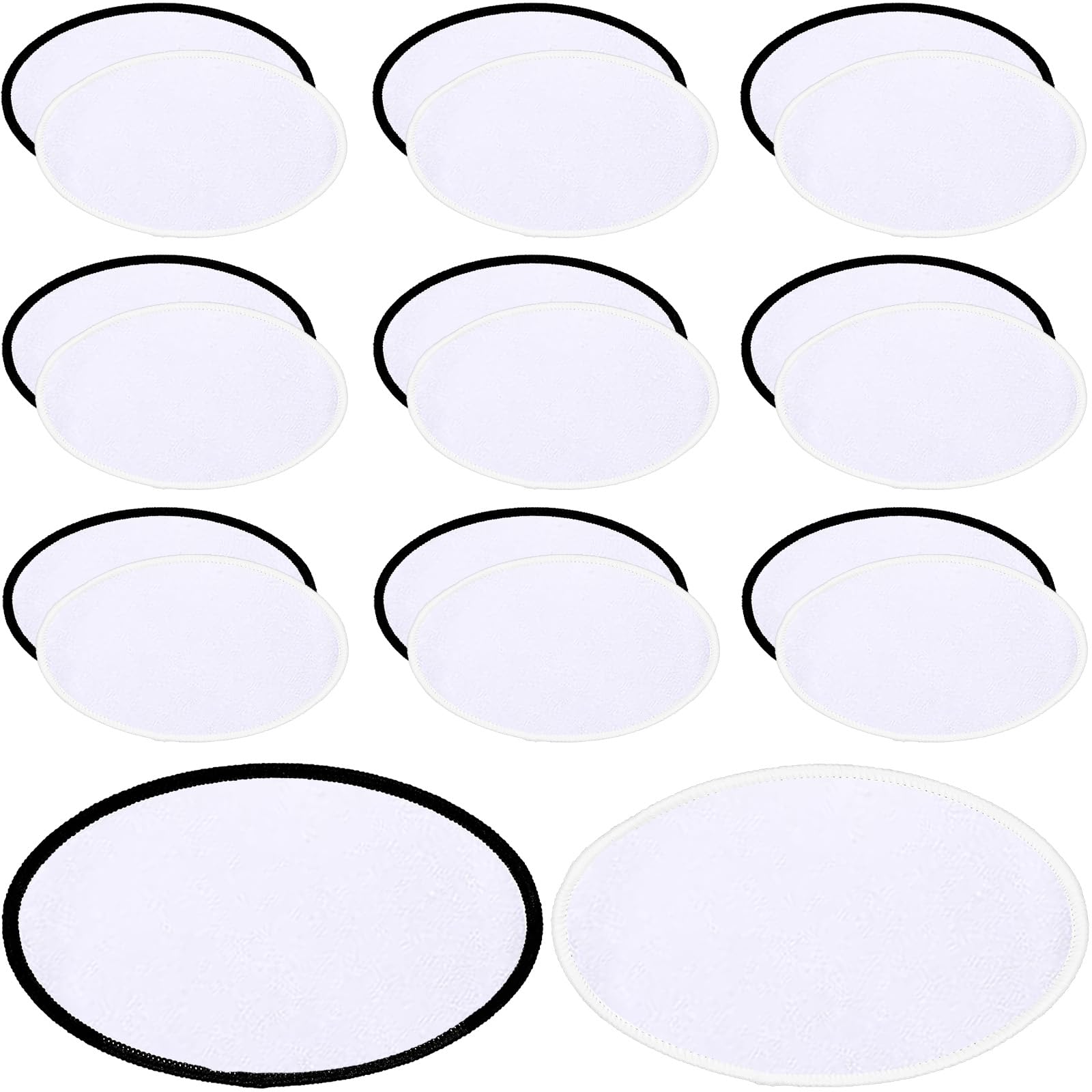 20 PCs Sublimation Patches - Large Iron-on DIY Blanks with Black & White Border - Premium Fabric Patches for Hats, Backpacks, T-Shirts & Crafts (Oval) - Perfect for Customizing Apparel, Accessories & Gifts