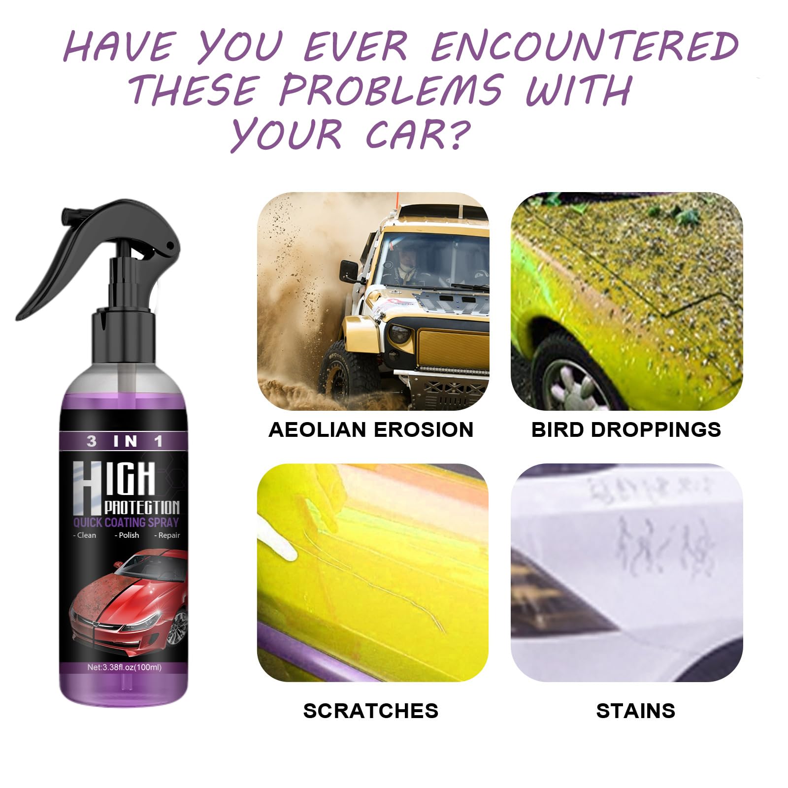 Marvulur 3-in-1 Car Nano Ceramic Coating Spray - High Protection Quick Car Cleaner & Wax for Long-Lasting Shine | Perfect for Detailing, Car Wash & Paint Protection