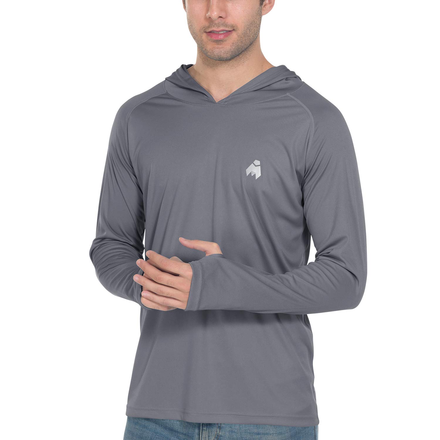 Midubi Men's UPF 50+ Long Sleeve Rash Guard Shirt - UV Protection Sun Shirt for Golf, Fishing, Hiking & Running with Hood - Perfect for Outdoor Sports & Summer Activities