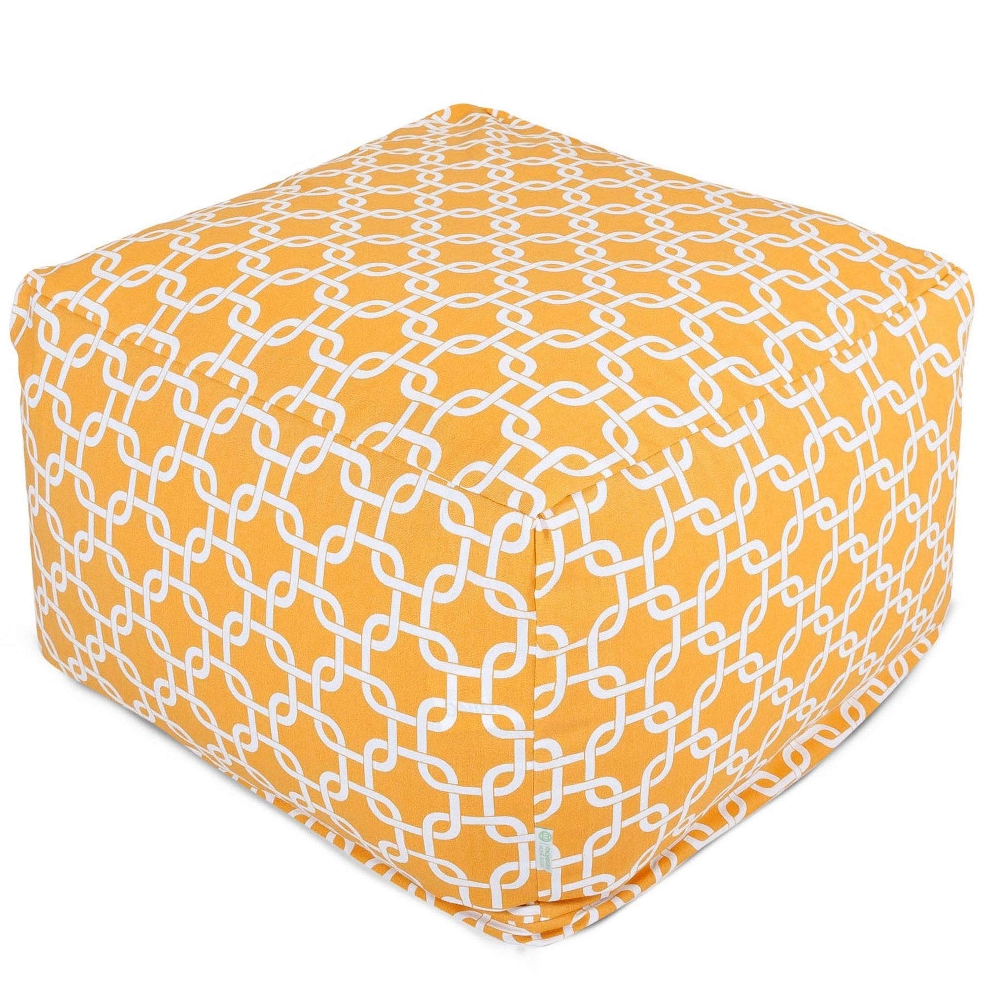 Majestic Home Goods Large Red Links Indoor Outdoor Ottoman - Perfect for Living Room, Patio, and Garden Seating