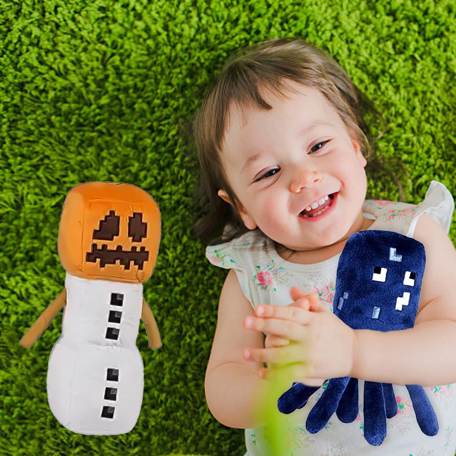8 Pack Minecraft Plush Toys - Snow Golem, Enderman, Baby Wolf, Pig, Spider, Bat, Skeleton & Squid Stuffed Animals - Soft Cuddly Toys for Kids, Birthday Gifts & Minecraft Fans - Perfect for Bedroom Decor, Party Favors and Video Game Collectibles